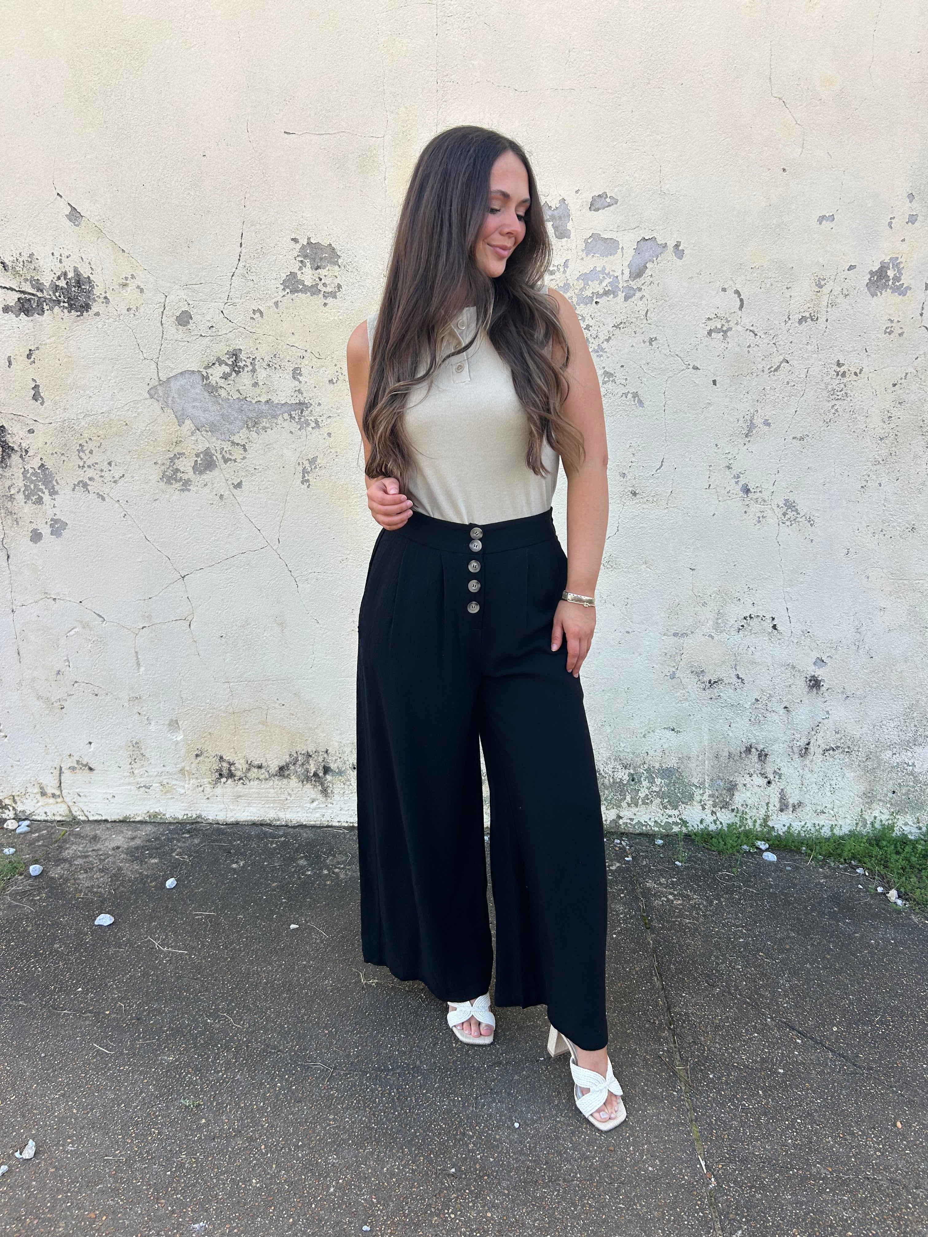 LINEN WIDE LEG PANTS