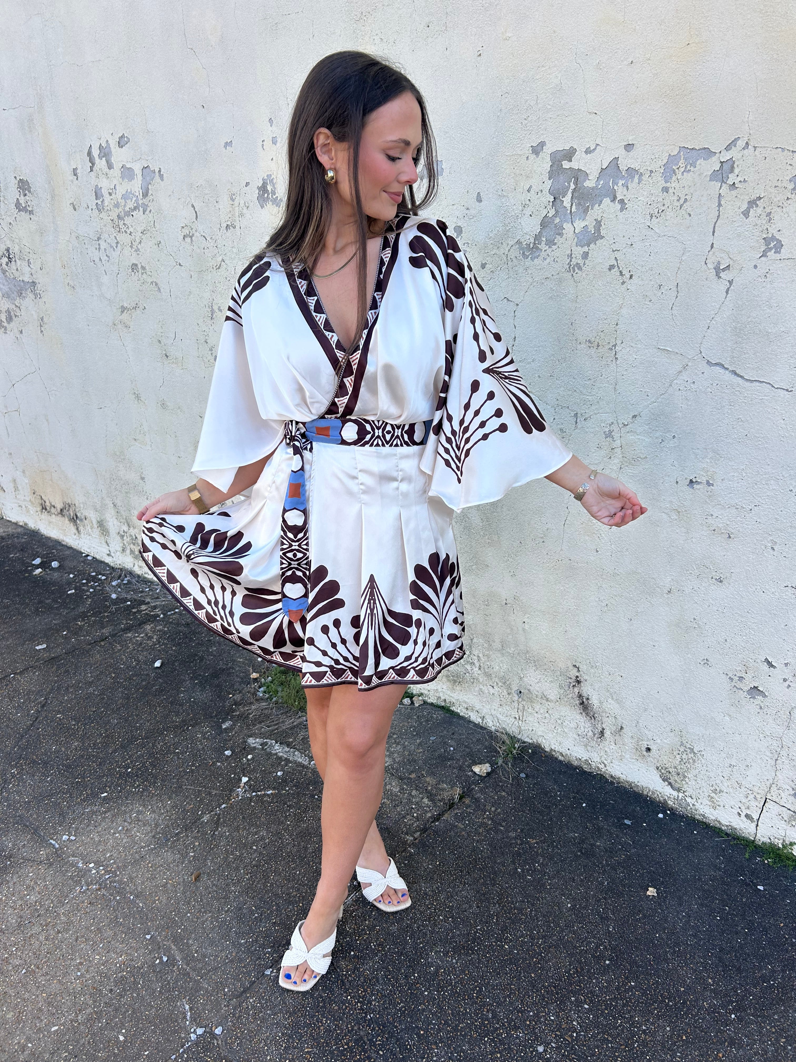CIEBON | PRINTED MINI WRAP DRESS