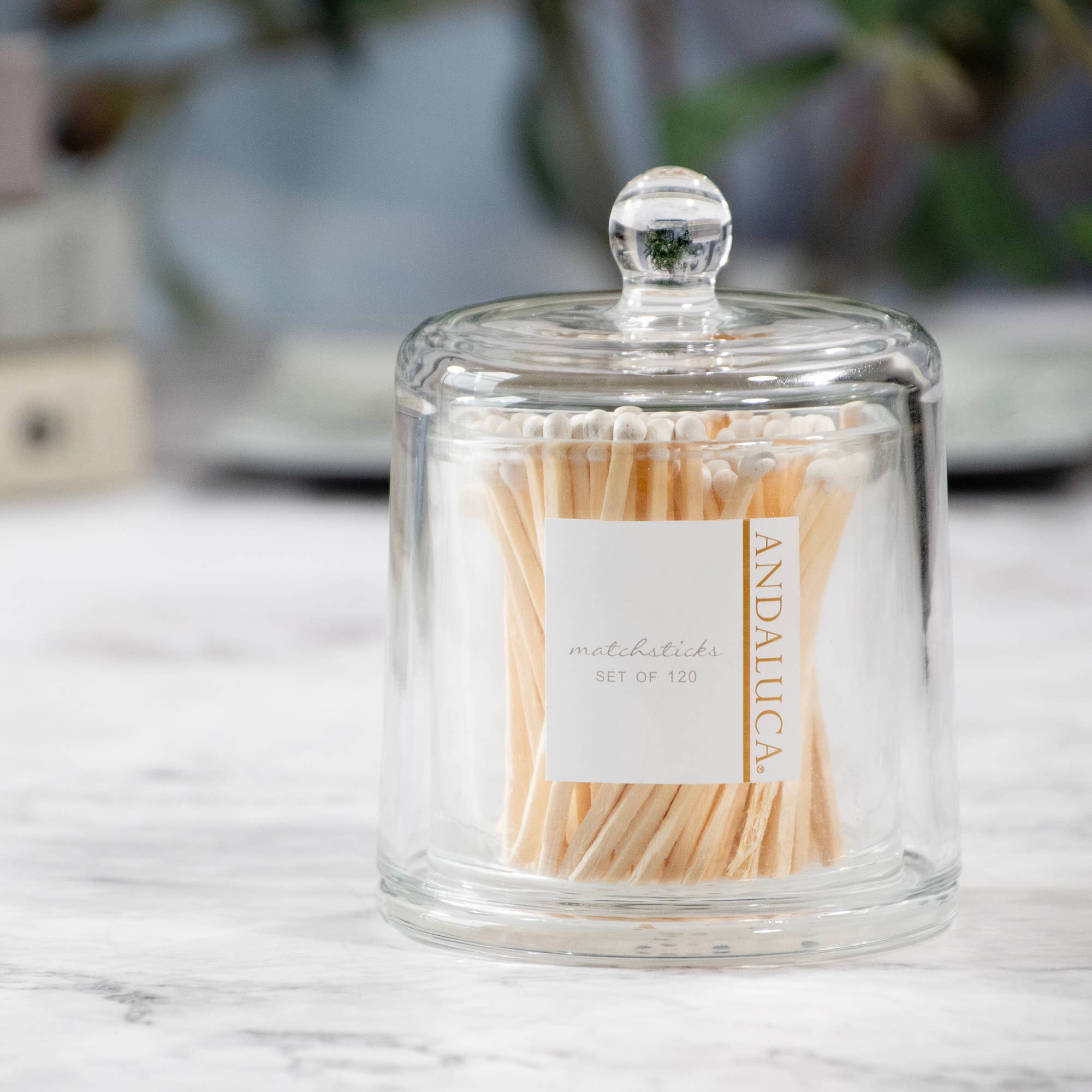 GLASS JAR + 120 WOODEN WHITE MATCHES