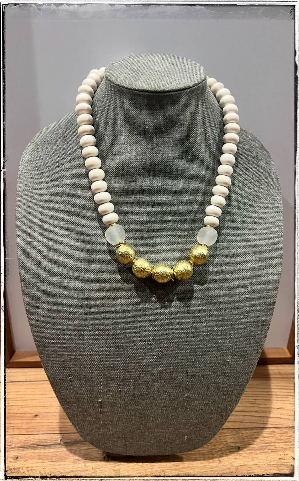 GENTRY BY JENNA | BRASS BEAD + RECYCLED GLASS NECKLACE