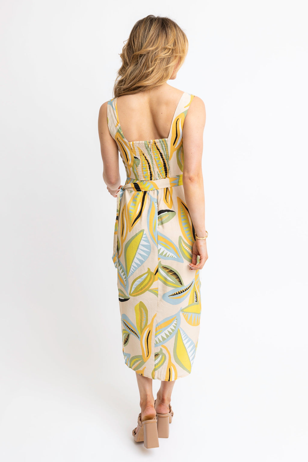 KARLIE | ABSTRACT LEAF WRAP DRESS