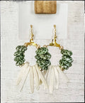 GENTRY BY JENNA | COCONUT WOOD + GREEN GLASS BEAD EARRING