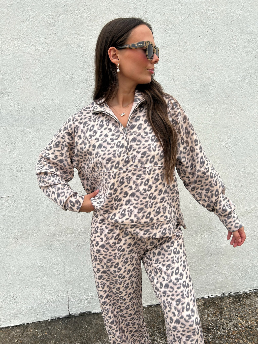 CLOUD LEOPARD SEAMED QUARTER ZIP