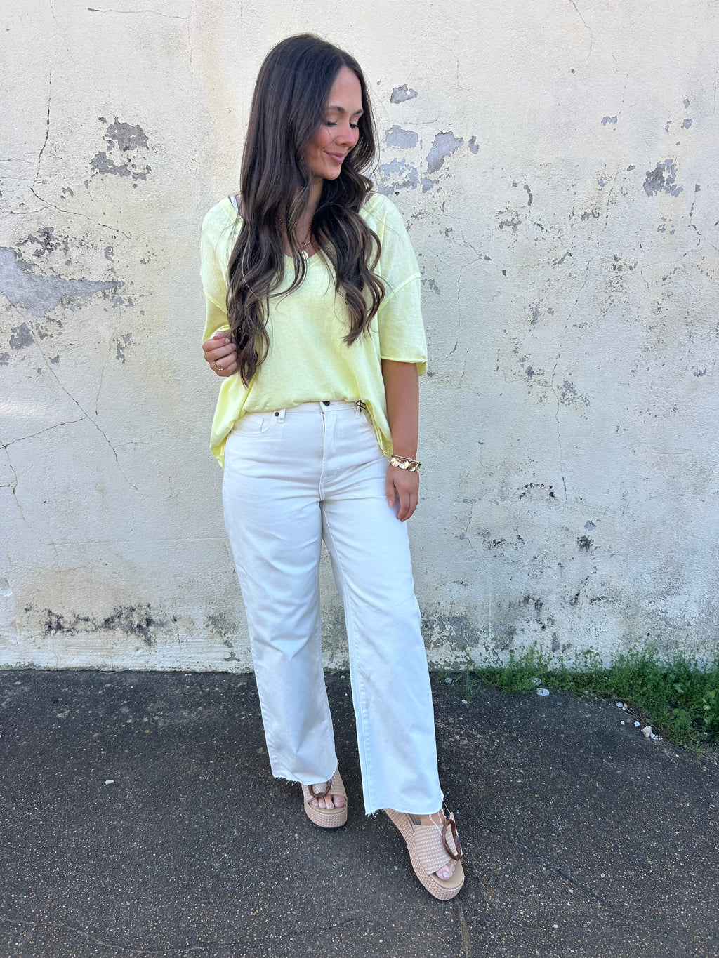 FREE PEOPLE | NINA V-NECK TEE IN LEMONWATER
