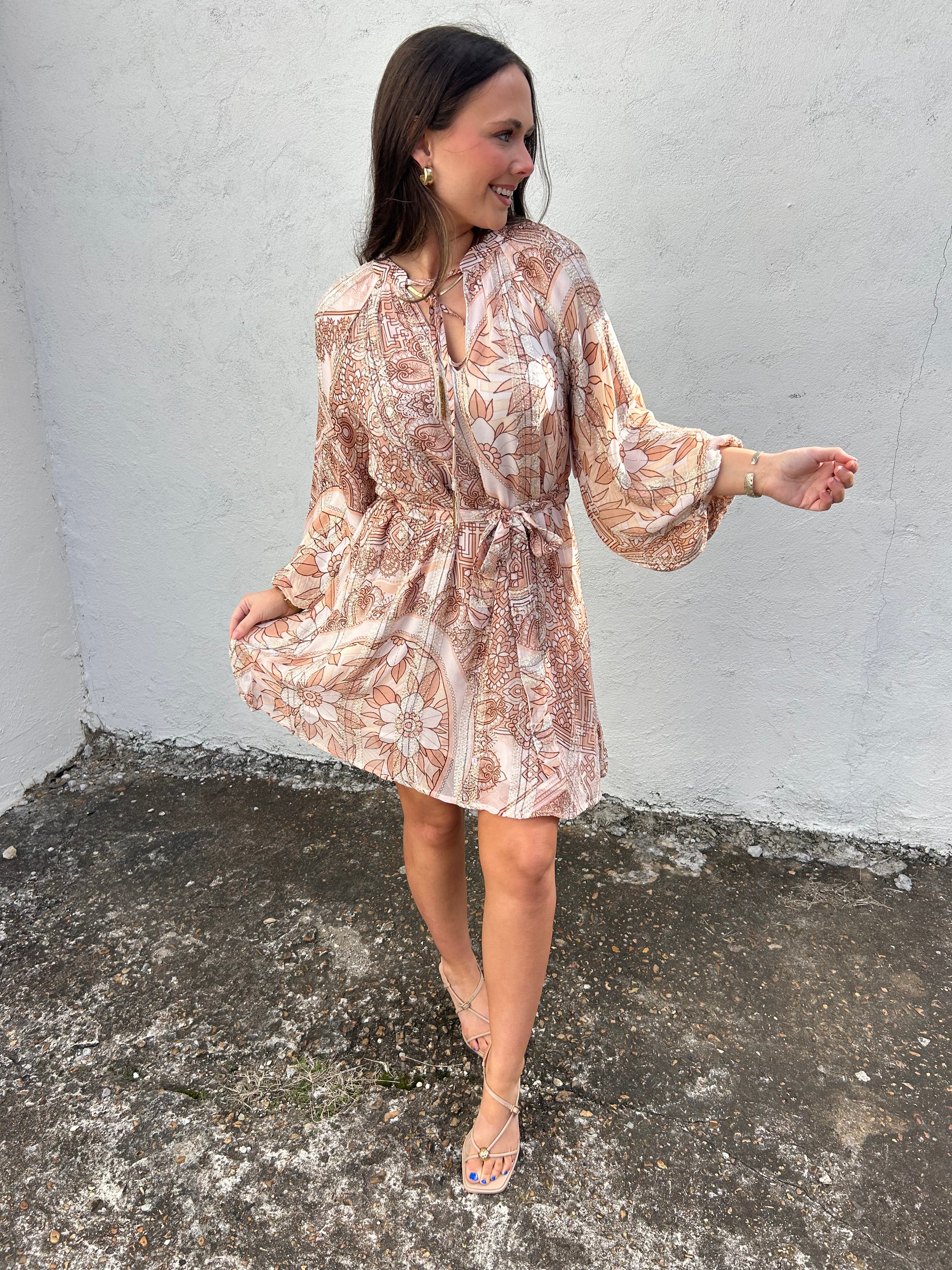 CIEBON | METALLIC PRINT MINI DRESS