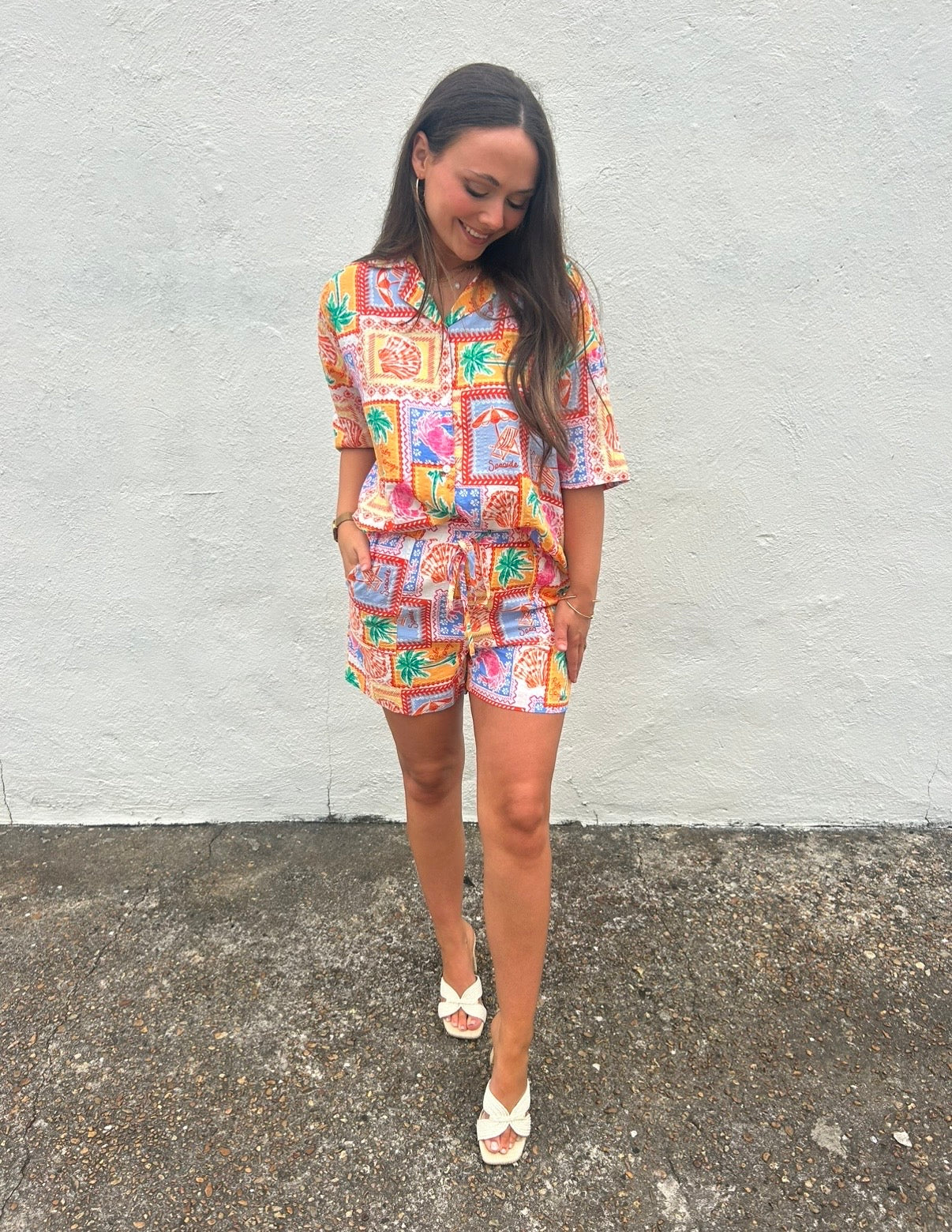 TROPICAL POSTCARD DRAWSTRING SHORT