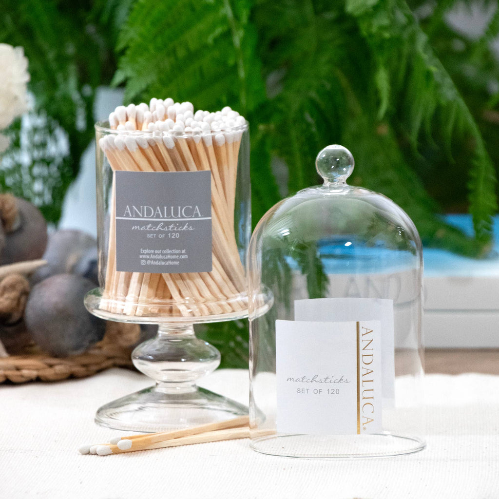 TALL GLASS JAR + 120 WOODEN WHITE MATCHES