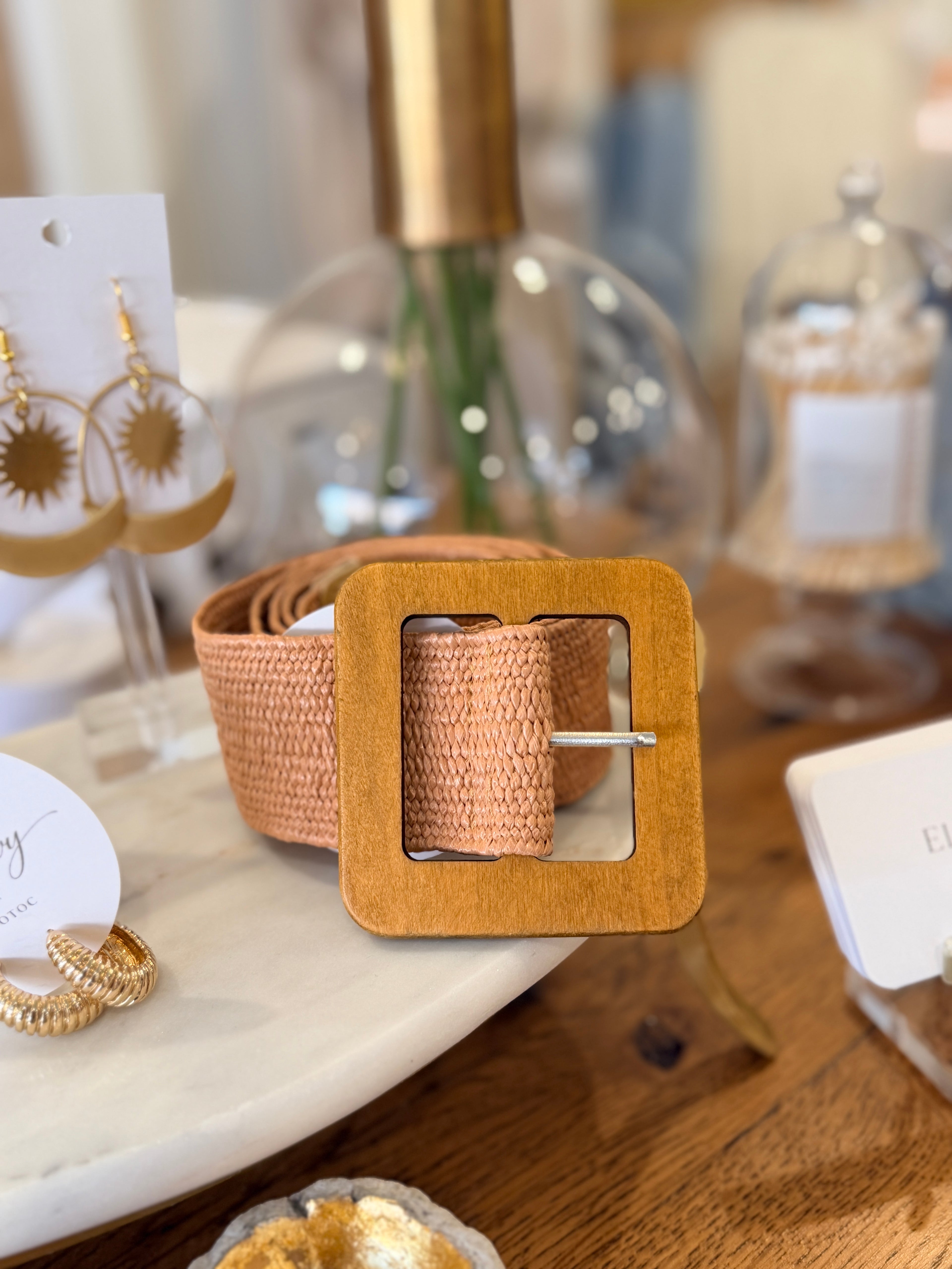 THE LINDEN SQUARE RAFFIA BELT | NATURAL