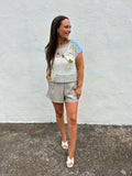 IVORY + BLUE CROCHET TEXTURED TOP