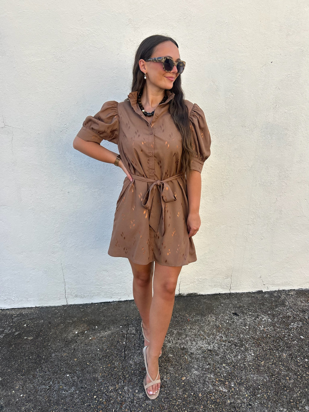 COPPER GLOW BELTED DRESS