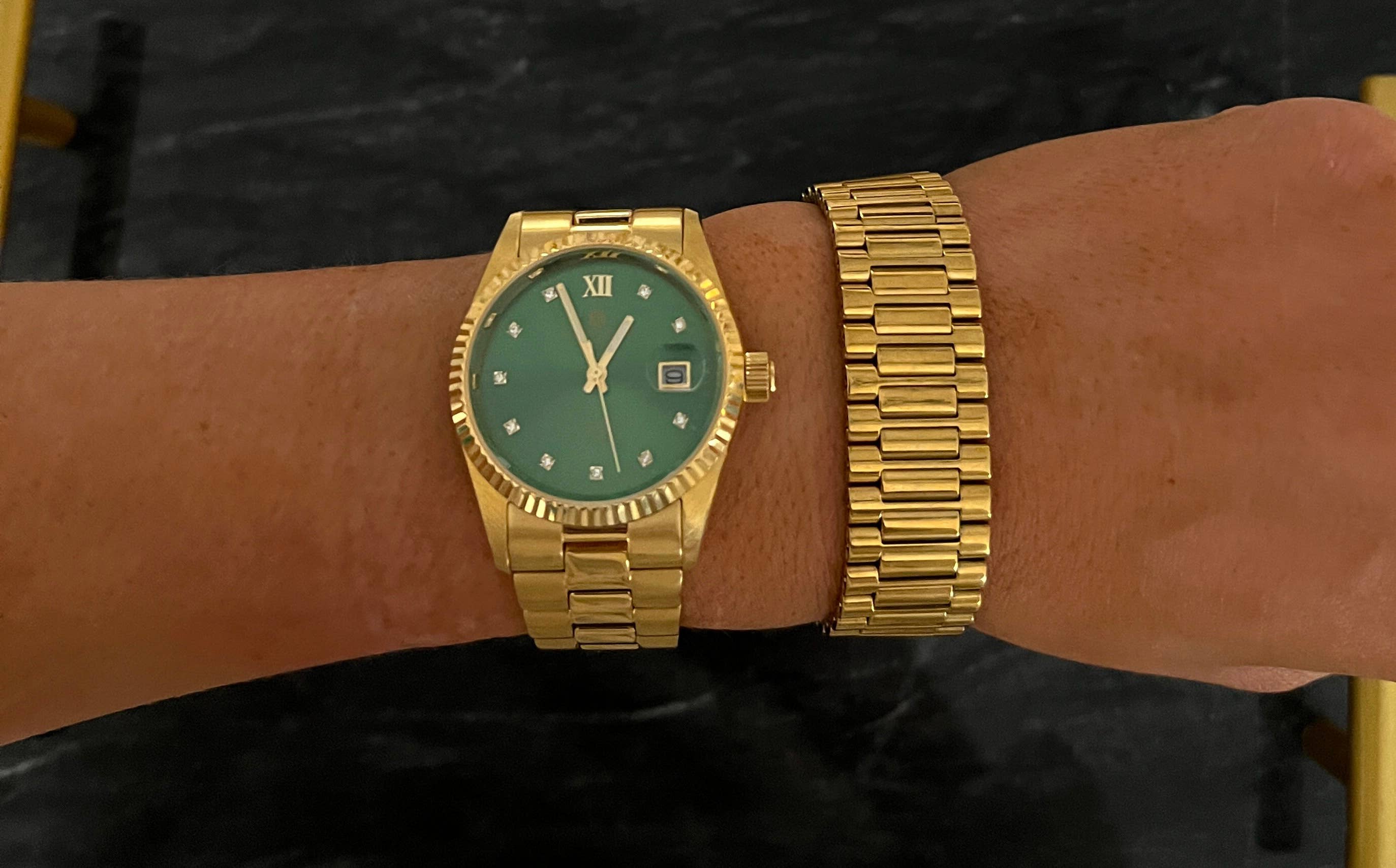 CHANSUTT PEARLS | THICK GOLD WATCH BAND BRACELET