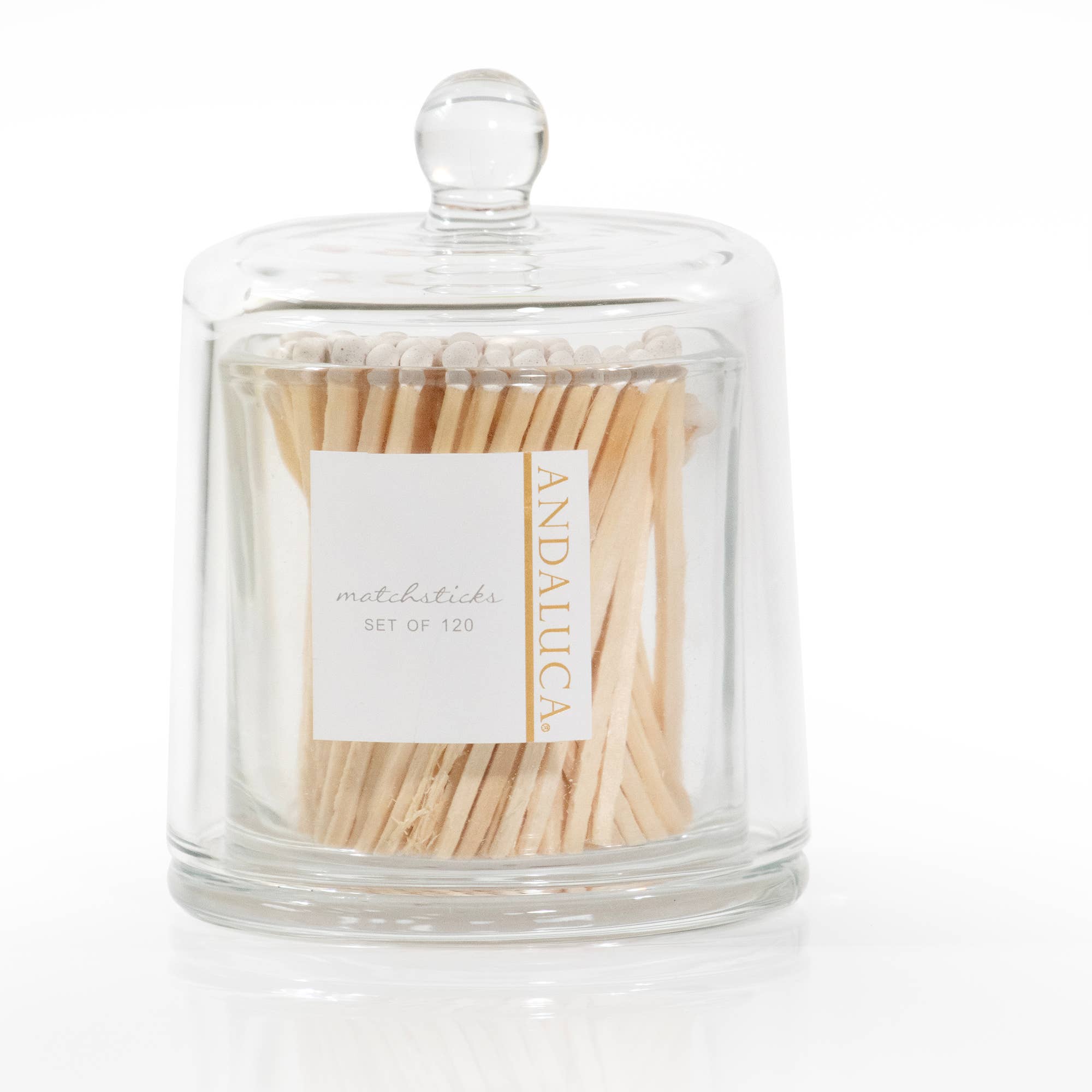 GLASS JAR + 120 WOODEN WHITE MATCHES