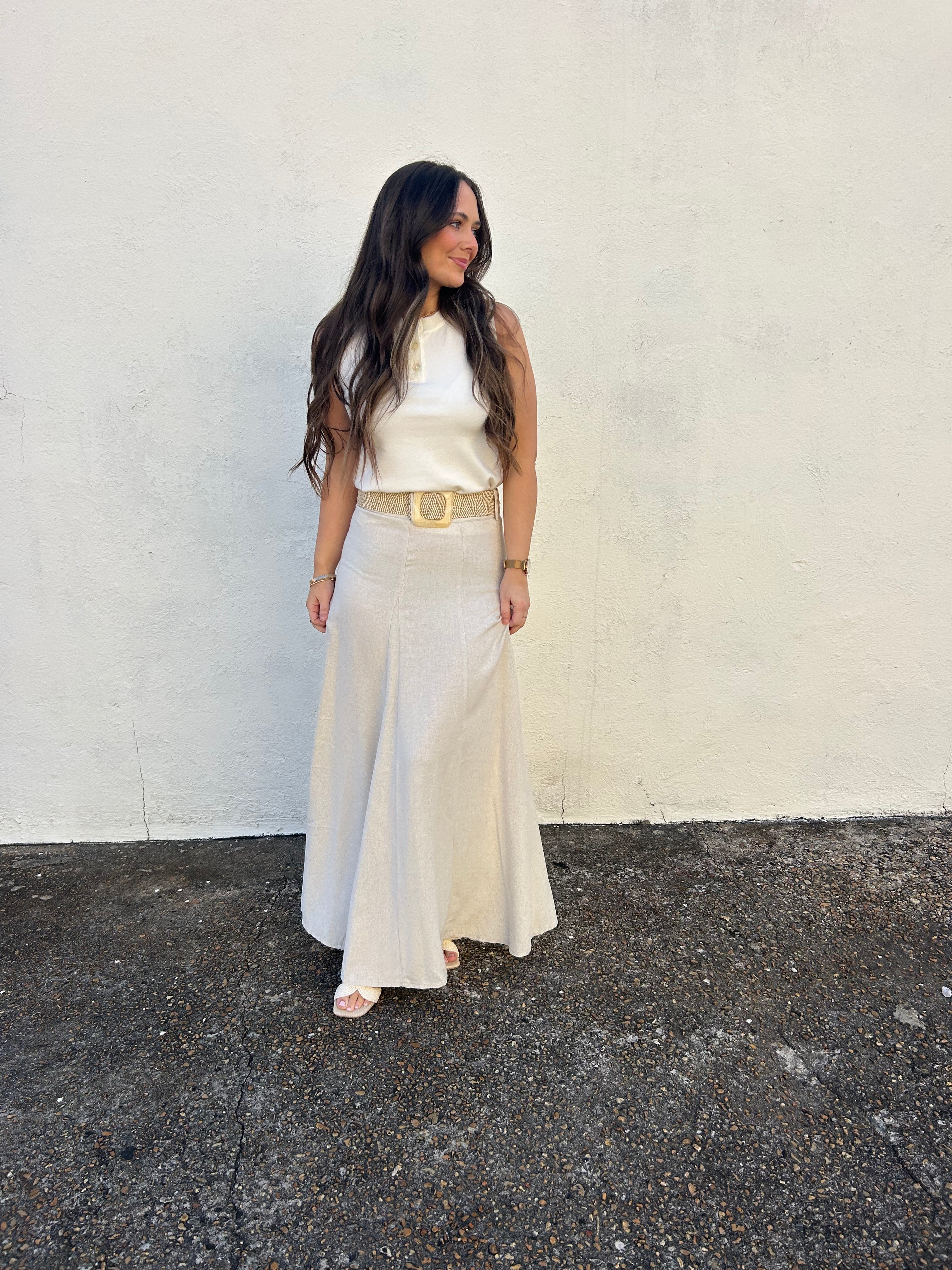 DELUC | CLOUET LINEN BELTED MAXI SKIRT