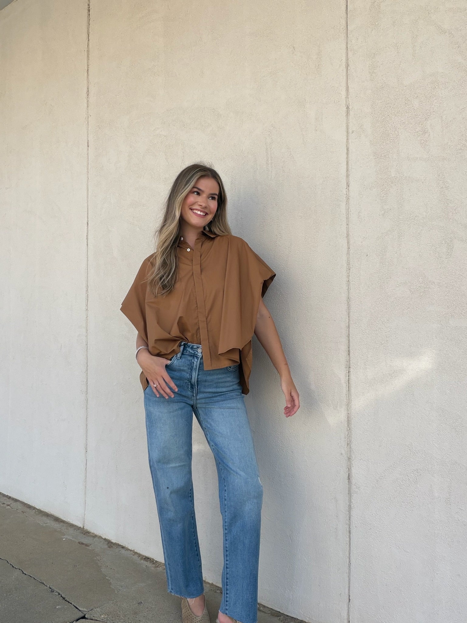 THE CARAMEL COAST BOXY SHIRT | CARAMEL BROWN