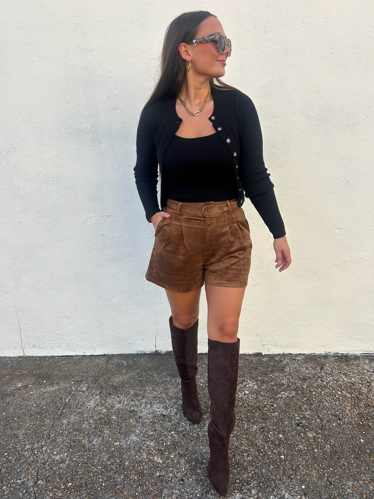 BLACK RIBBED CARDIGAN + TANK SET