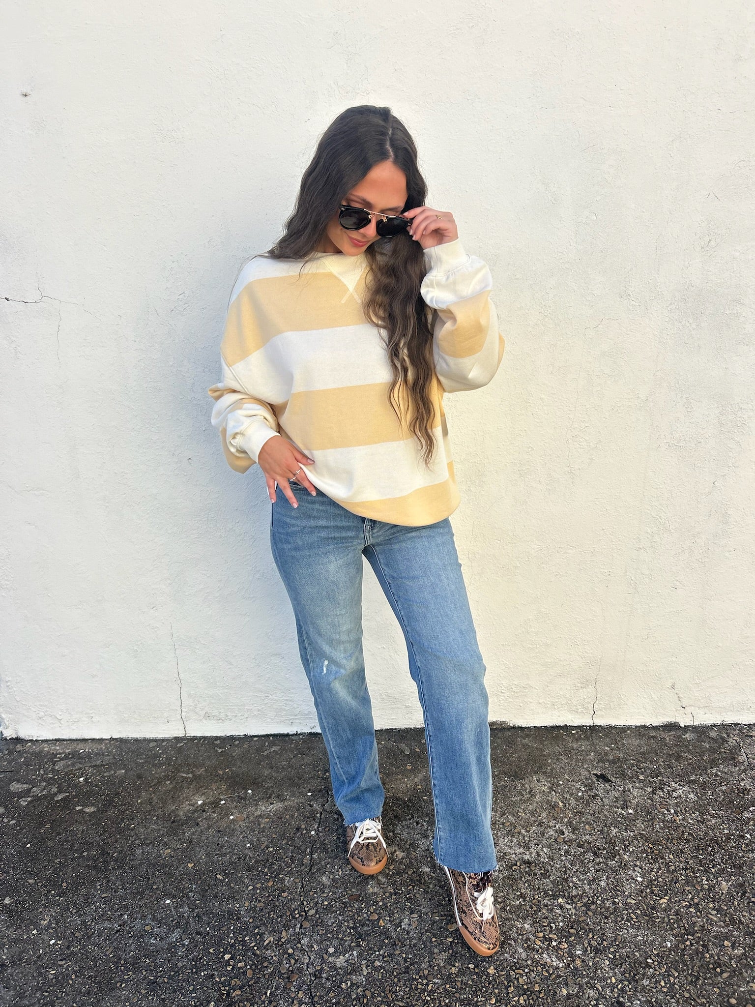FREE PEOPLE | CLASSIC STRIPE CREWNECK PULLOVER
