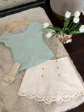 MYSTREE | SAGE LACE TRIMMING CARDIGAN IN SOFT MINT