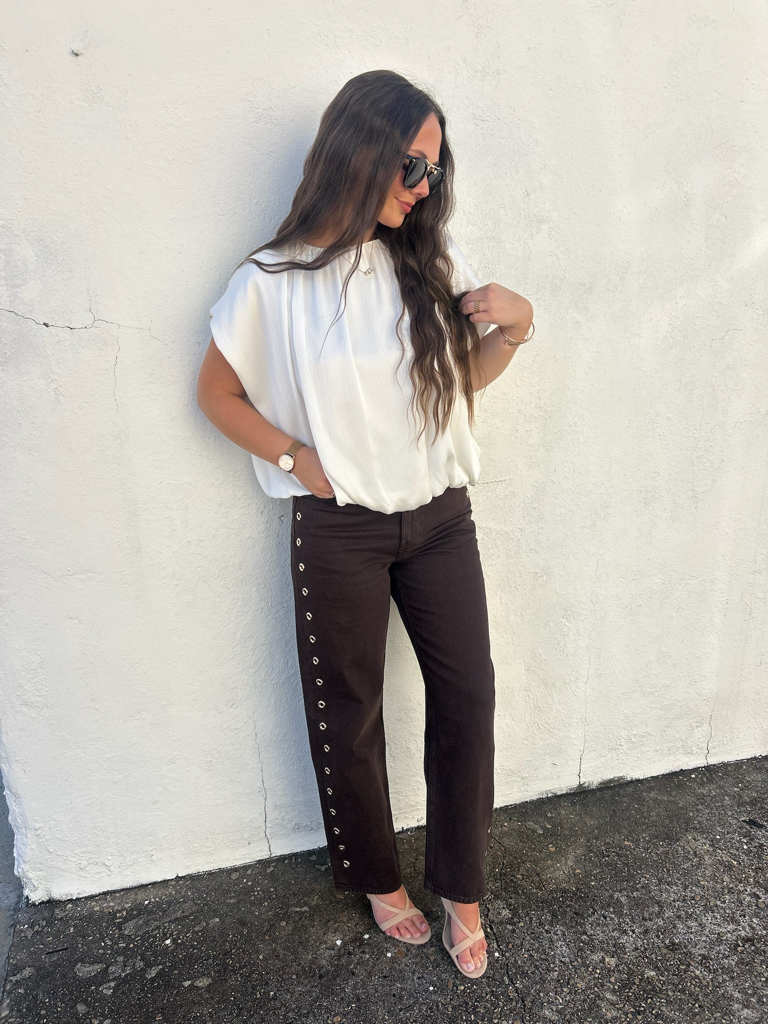ELLE GREY | GATHERED NECK BUBBLE BLOUSE