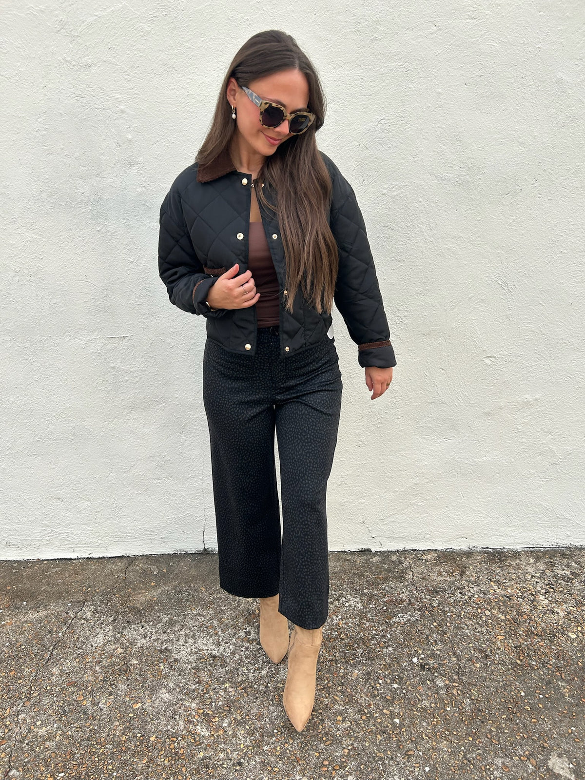 COCOA TRIM QUILTED JACKET