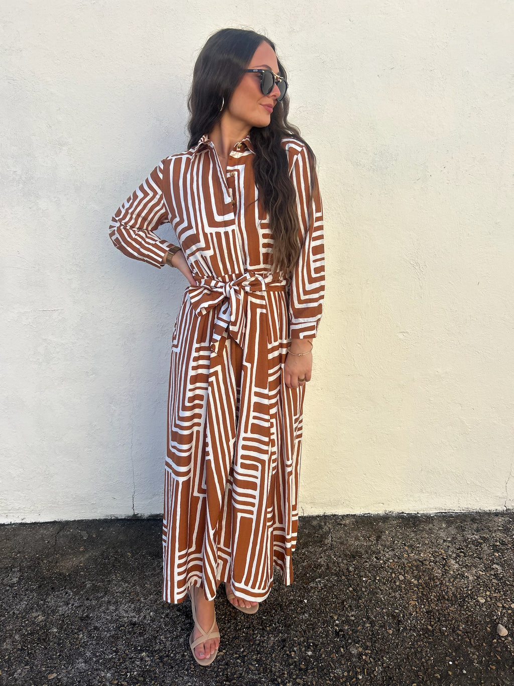 UNCLE FRANK | MODERN MAZE TIE WAIST MIDI DRESS