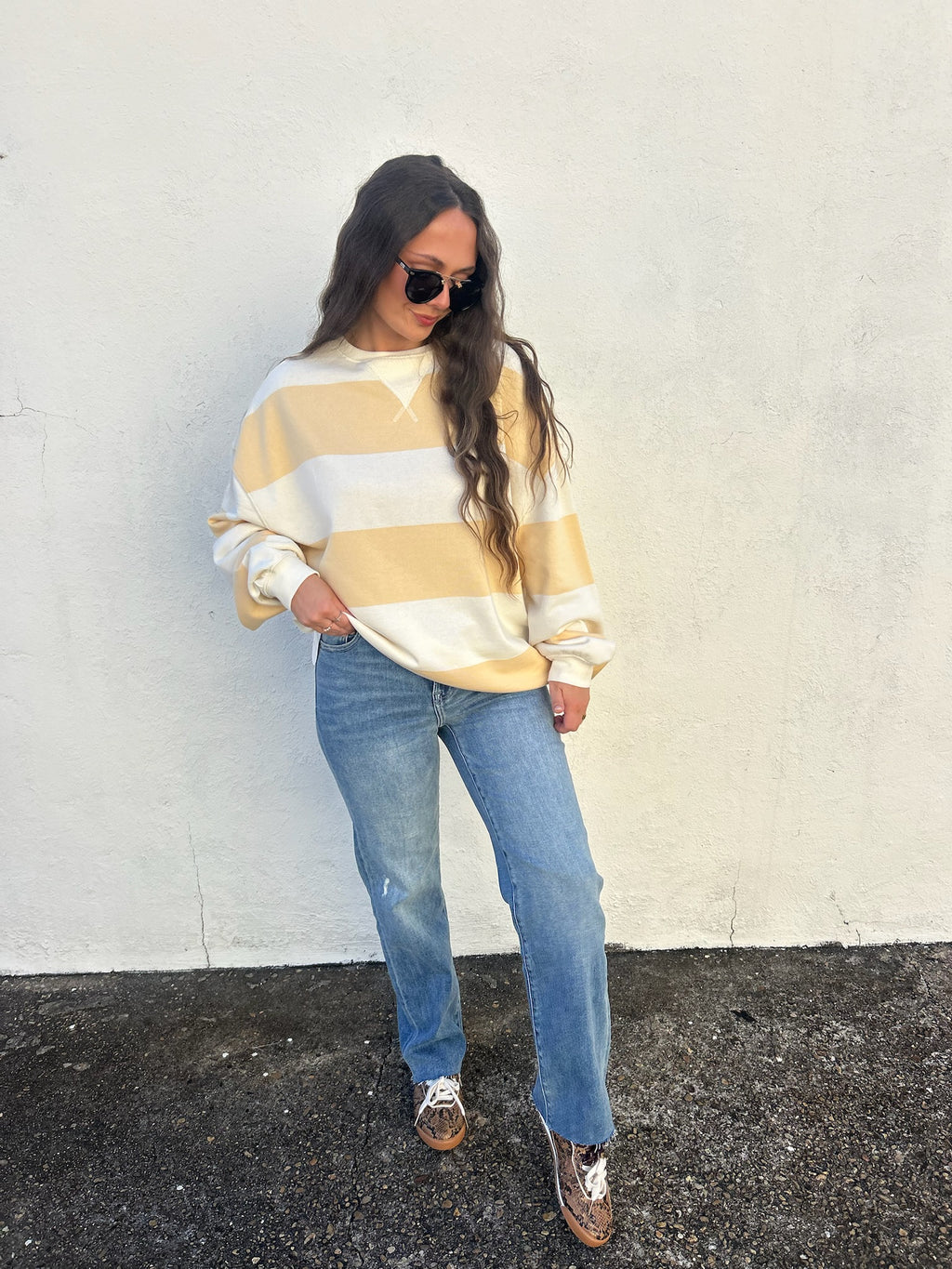 FREE PEOPLE | CLASSIC STRIPE CREWNECK PULLOVER