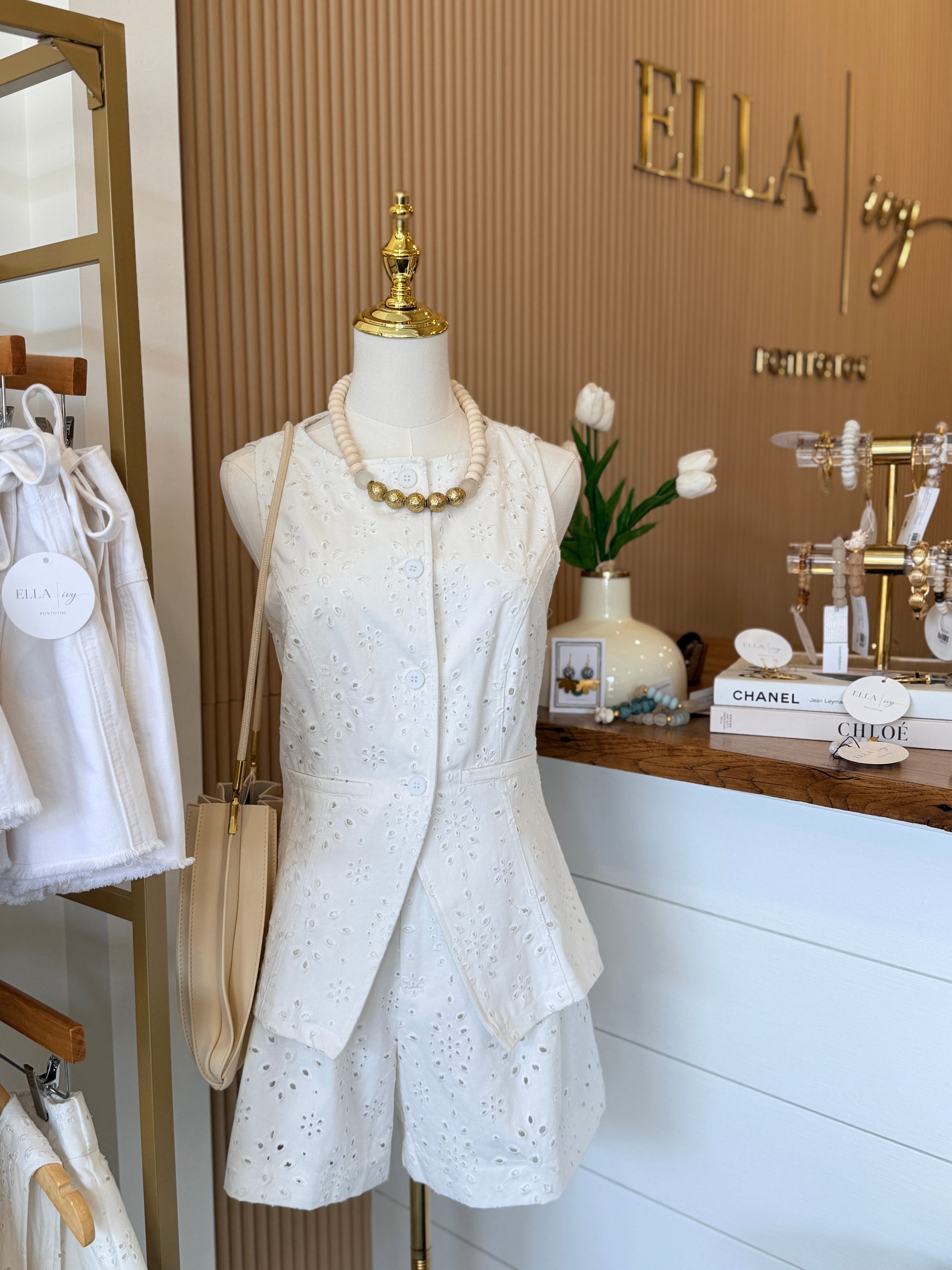 EYELET VEST + SHORT SET