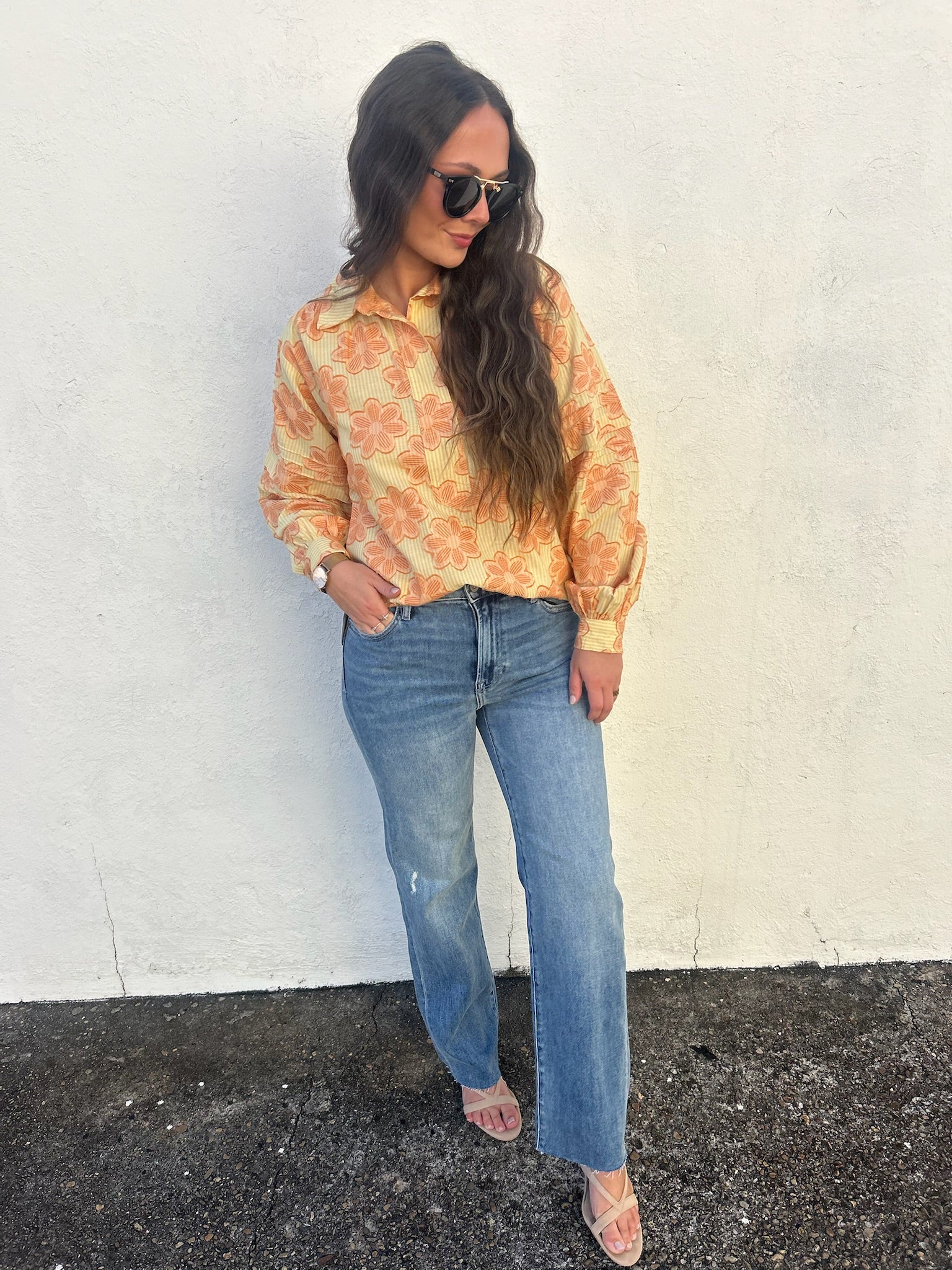 IVY JANE | PEACH PETALS TEXTURED SHIRT