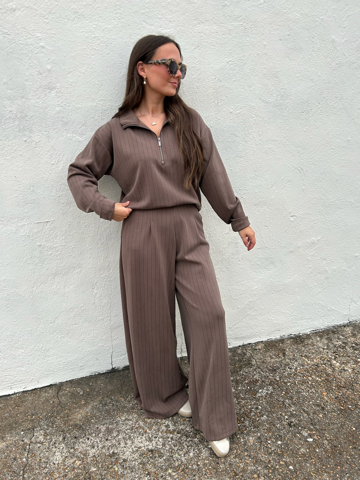 VINTAGE HAVANA | CHOCOLATE PINSTRIPE WIDE LEG PANT