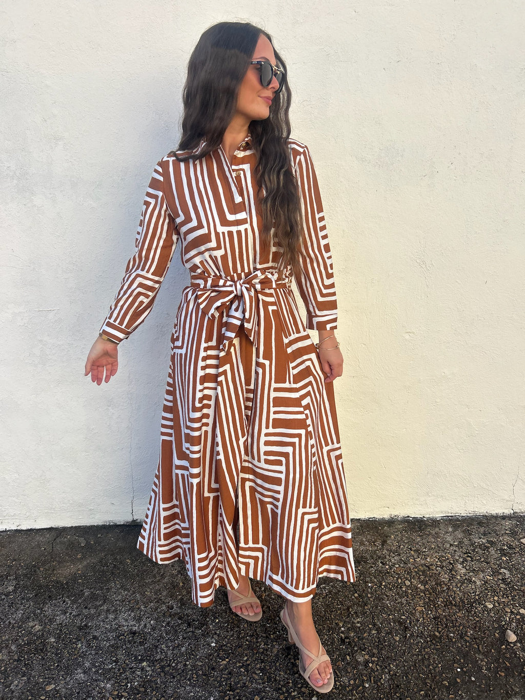 UNCLE FRANK | MODERN MAZE TIE WAIST MIDI DRESS