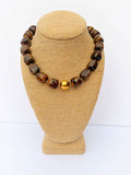 ELLA IVY | BROWN + GOLD CUBE NECKLACE