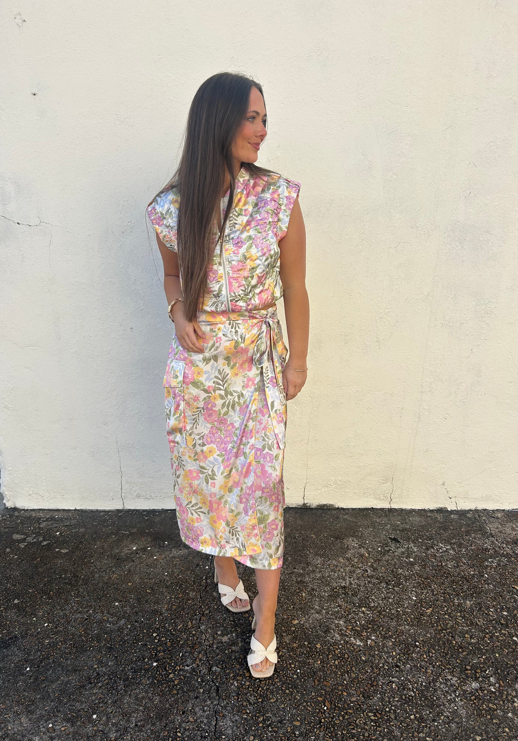 SOFT BLOOM WRAP MIDI SKIRT