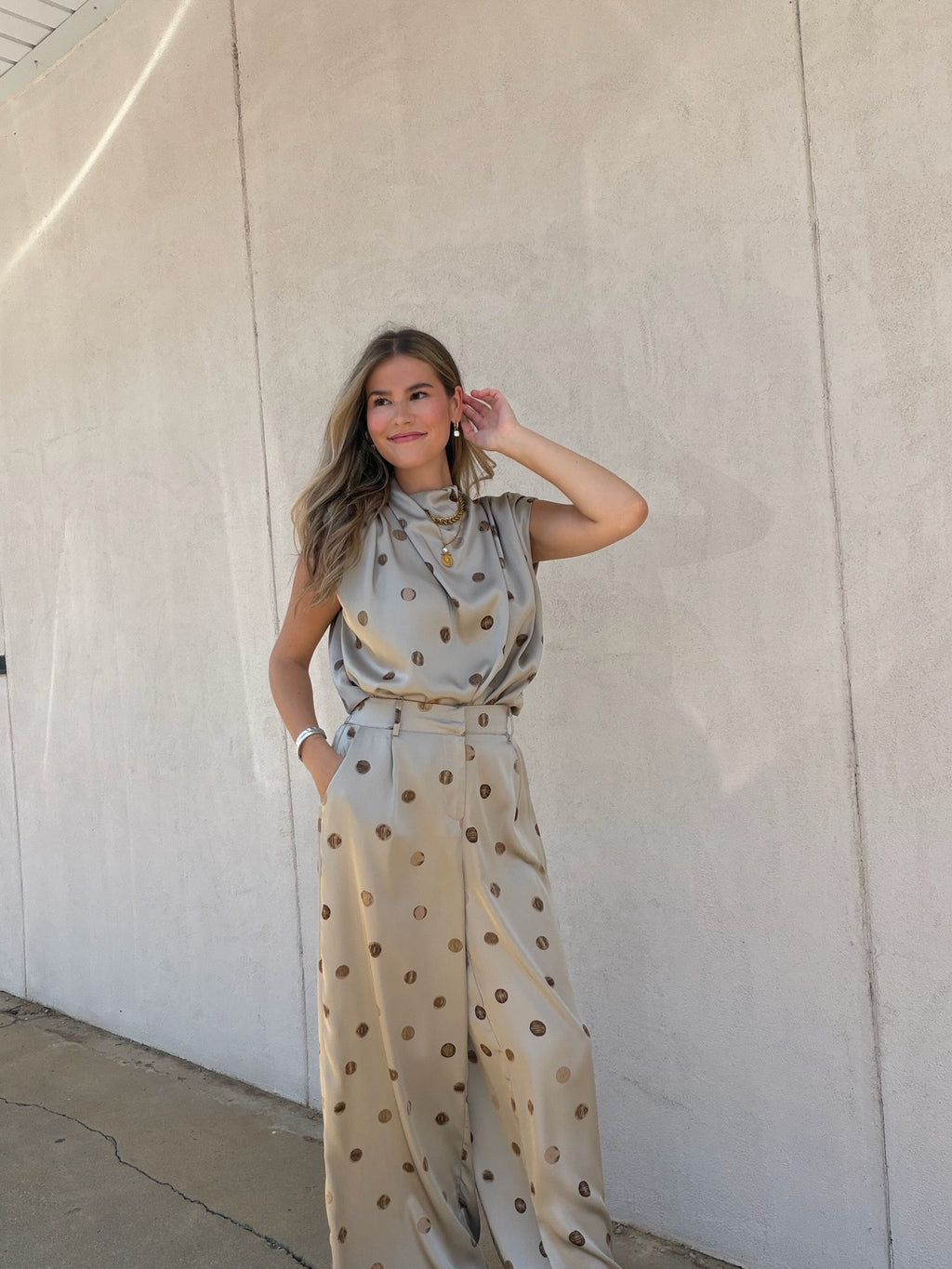 THE DRAPED DOT MOCK NECK TOP