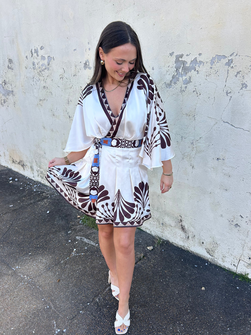 CIEBON | PRINTED MINI WRAP DRESS