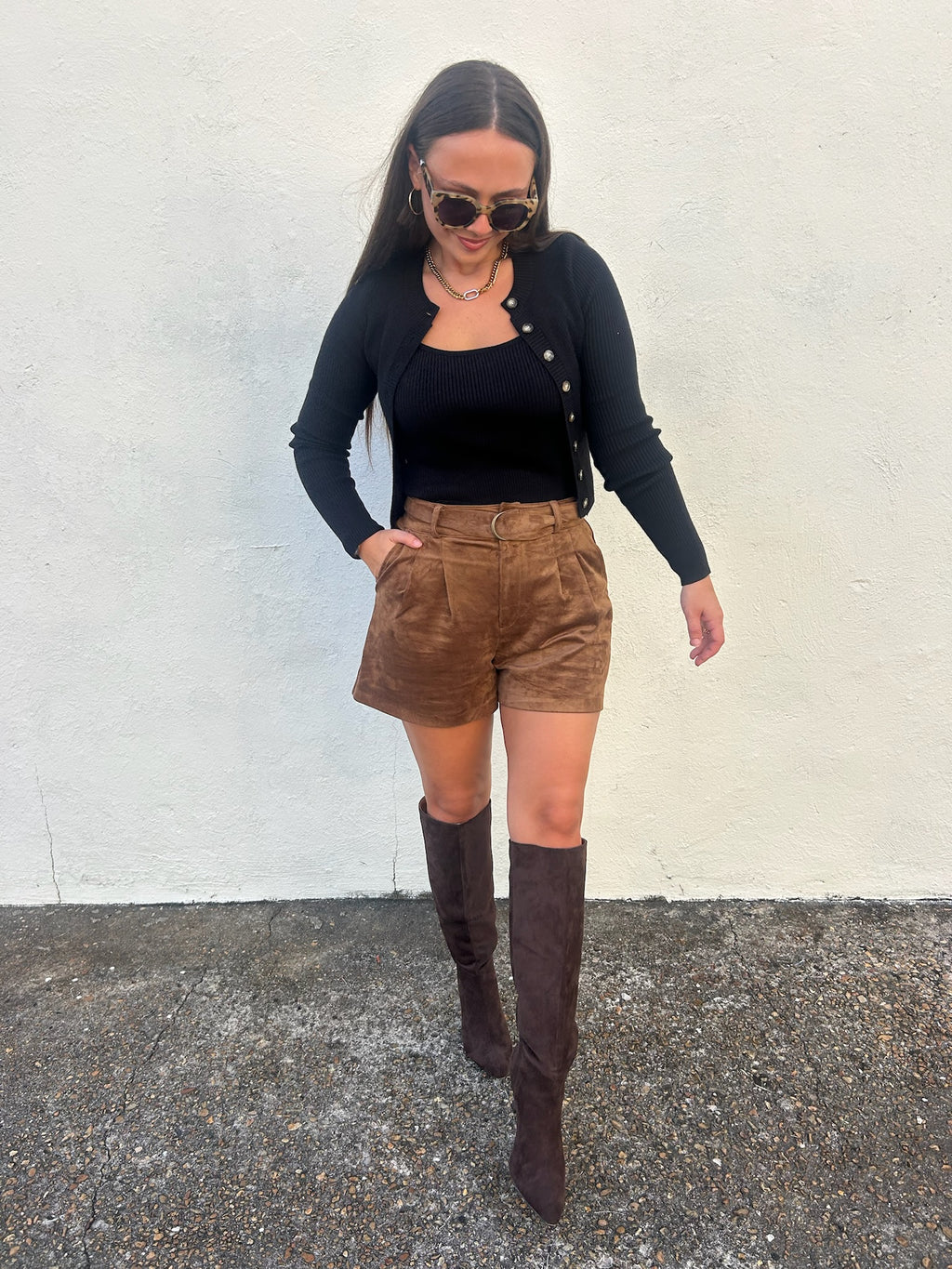 BLACK RIBBED CARDIGAN + TANK SET