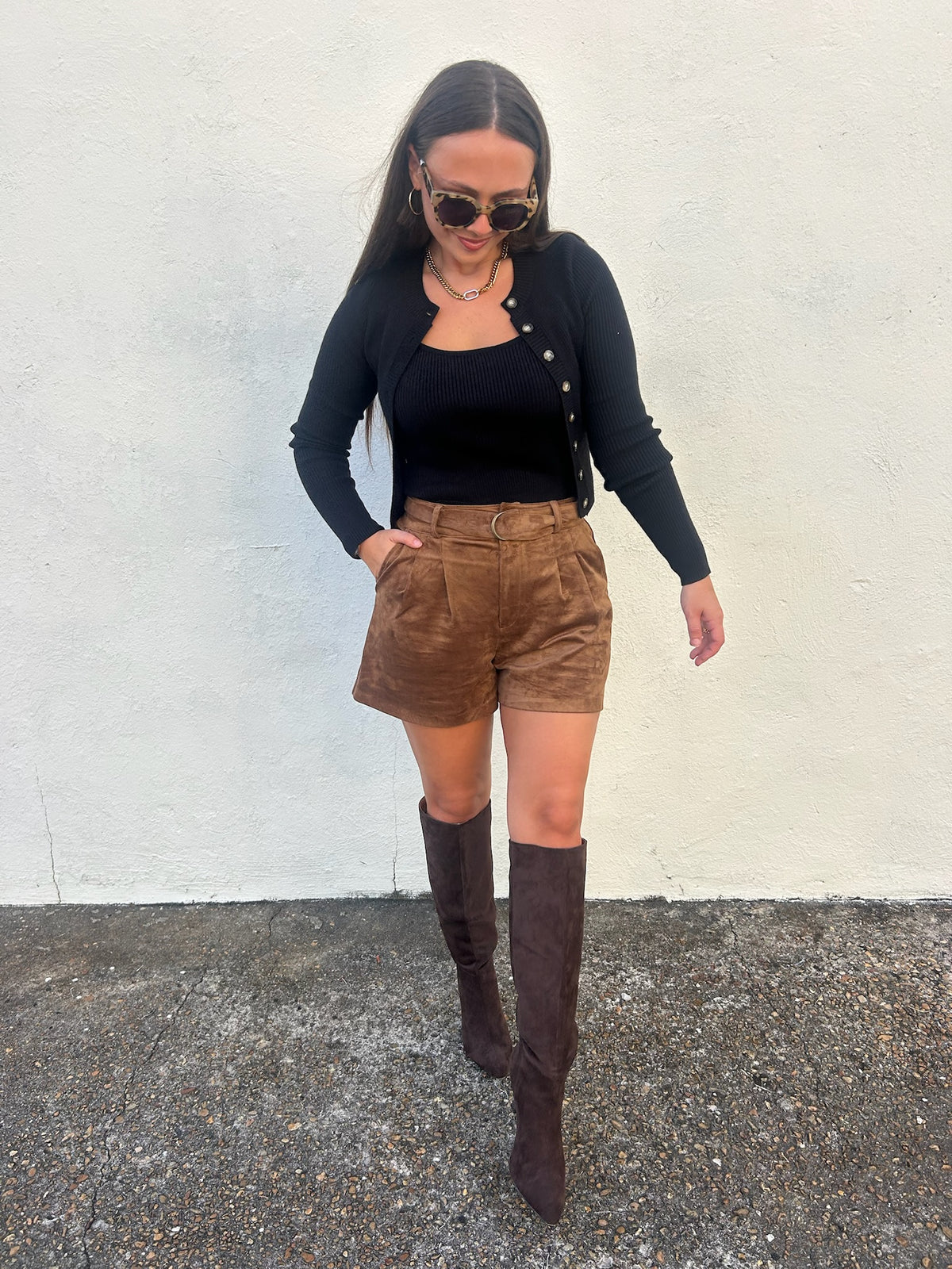 BLACK RIBBED CARDIGAN + TANK SET