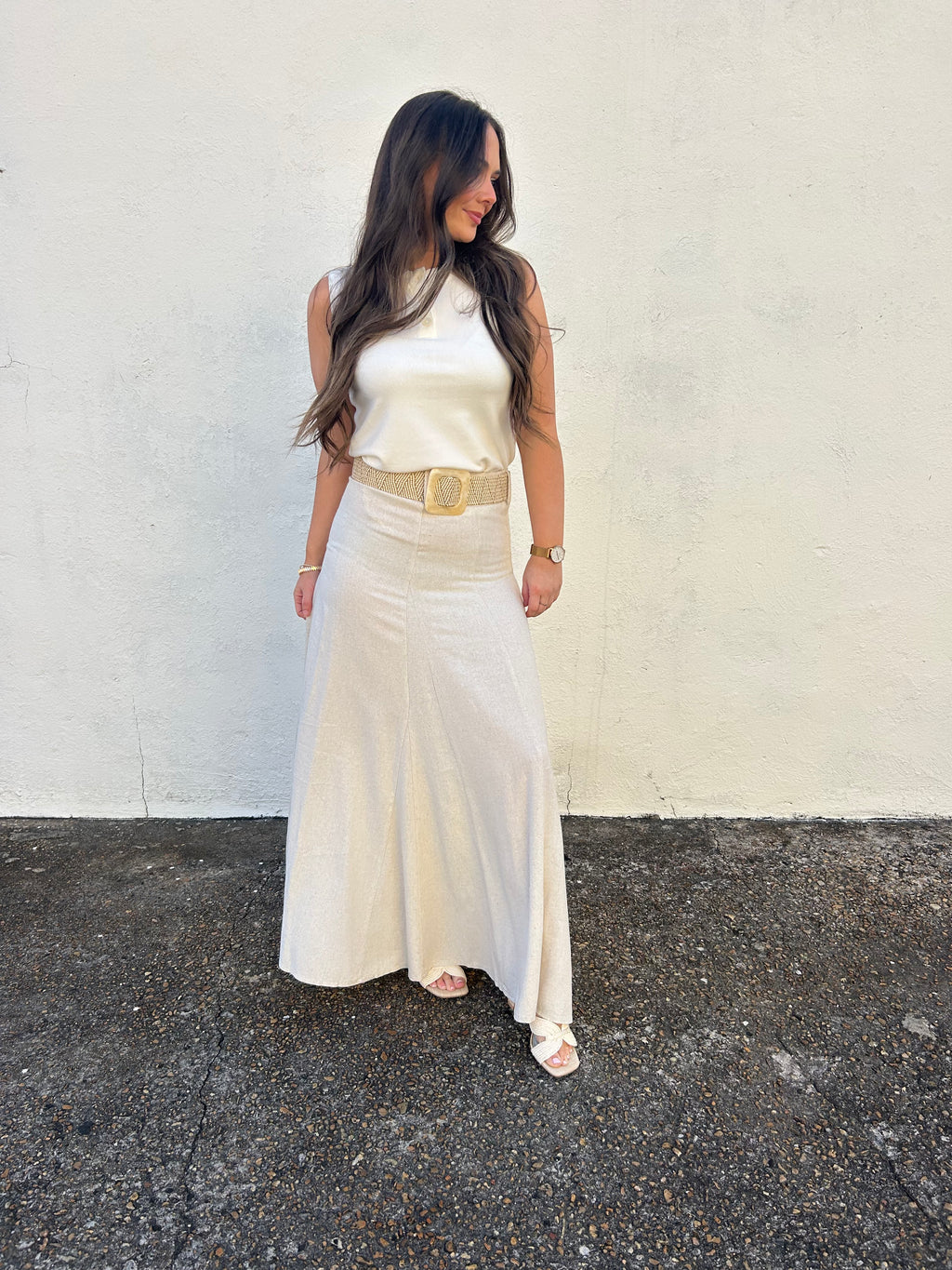DELUC | CLOUET LINEN BELTED MAXI SKIRT