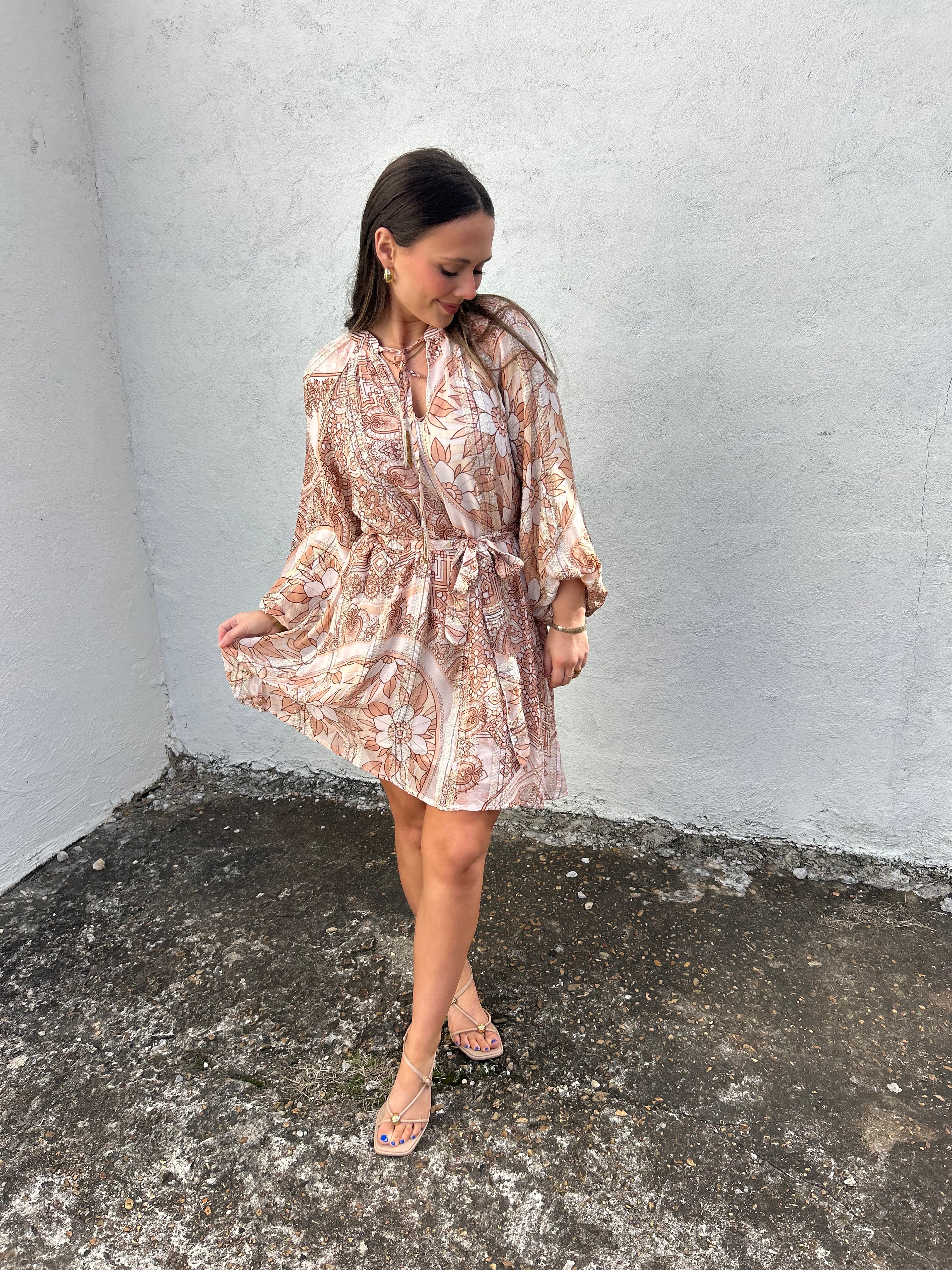 CIEBON | METALLIC PRINT MINI DRESS