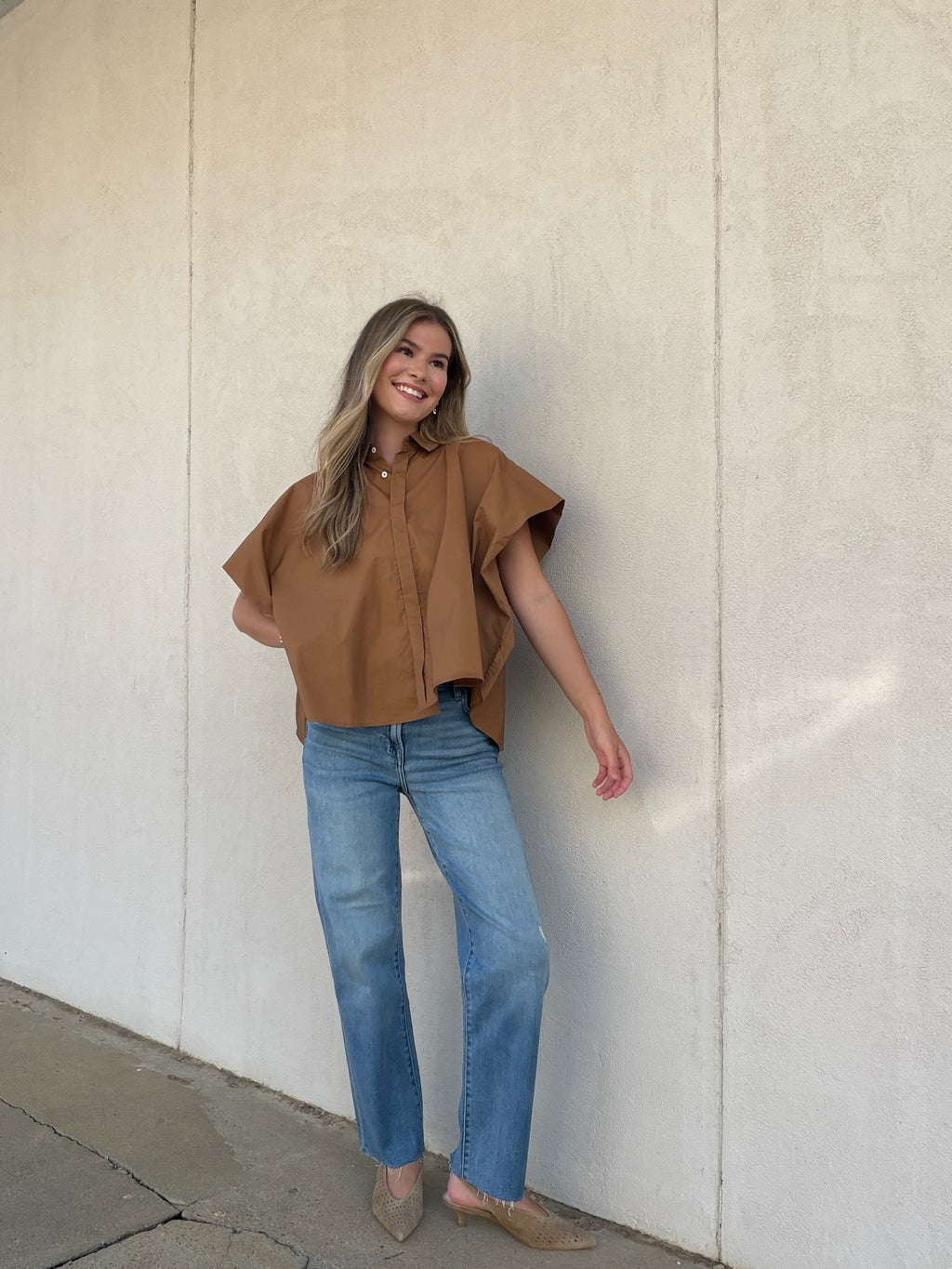 THE CARAMEL COAST BOXY SHIRT | CARAMEL BROWN