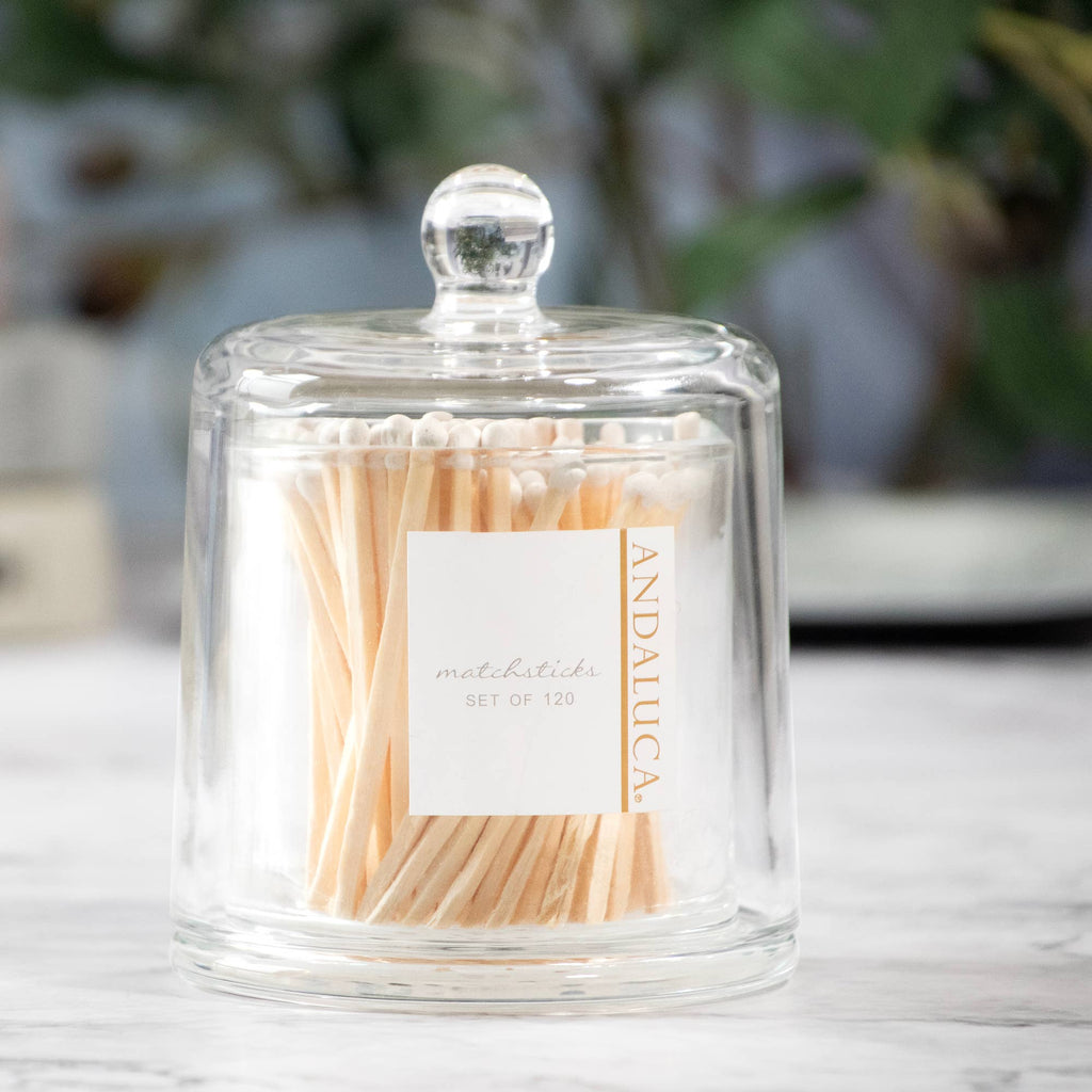 GLASS JAR + 120 WOODEN WHITE MATCHES