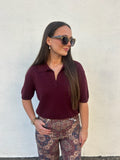 KARLIE | MERLOT COLLARED SWEATER TOP