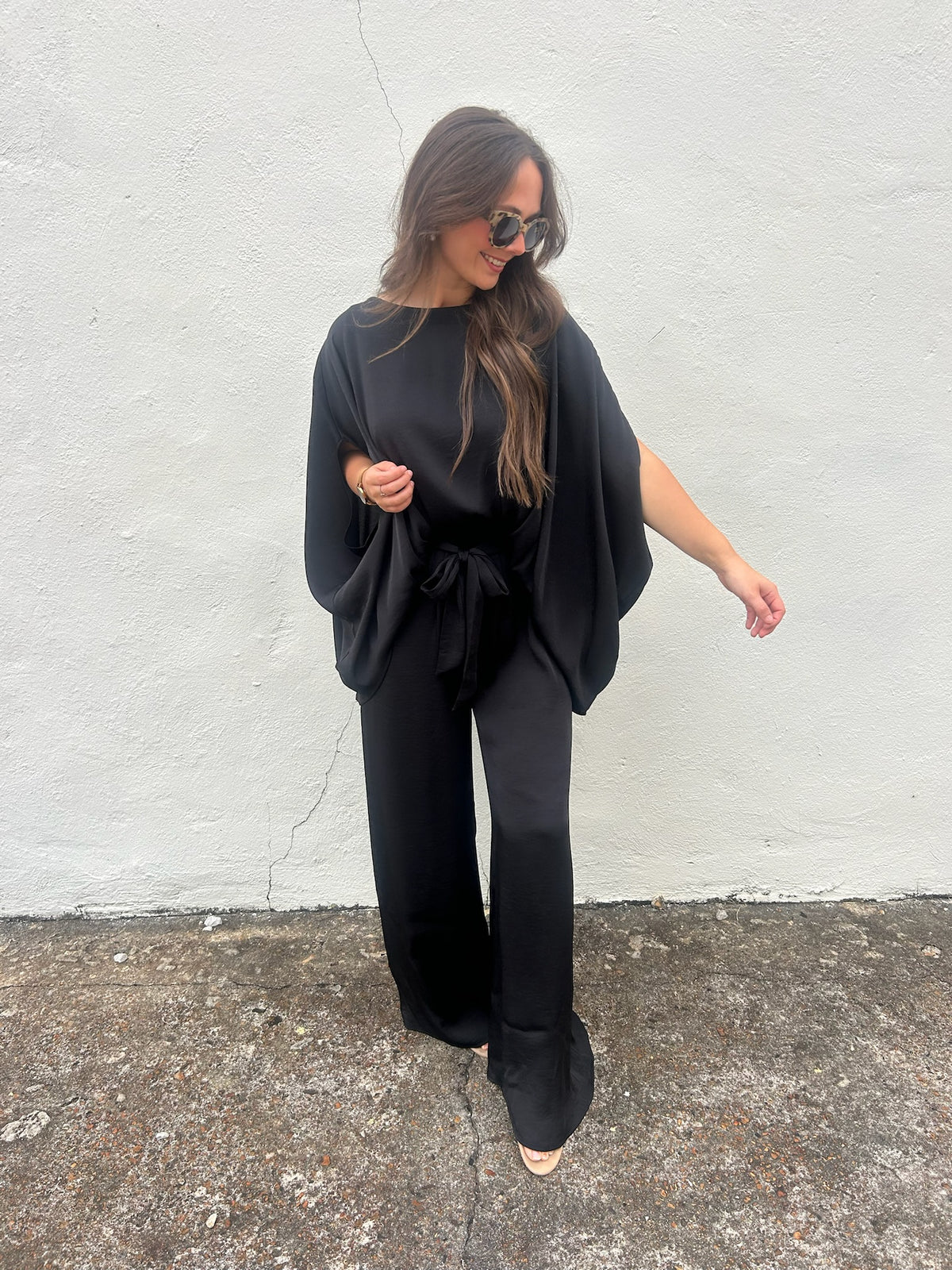 EFFORTLESS DRAPE BLOUSE IN BLACK