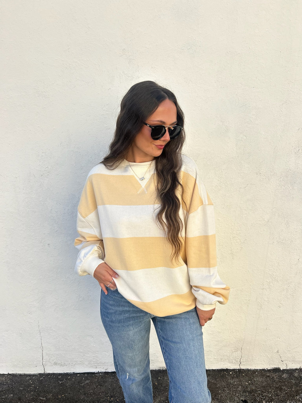 FREE PEOPLE | CLASSIC STRIPE CREWNECK PULLOVER