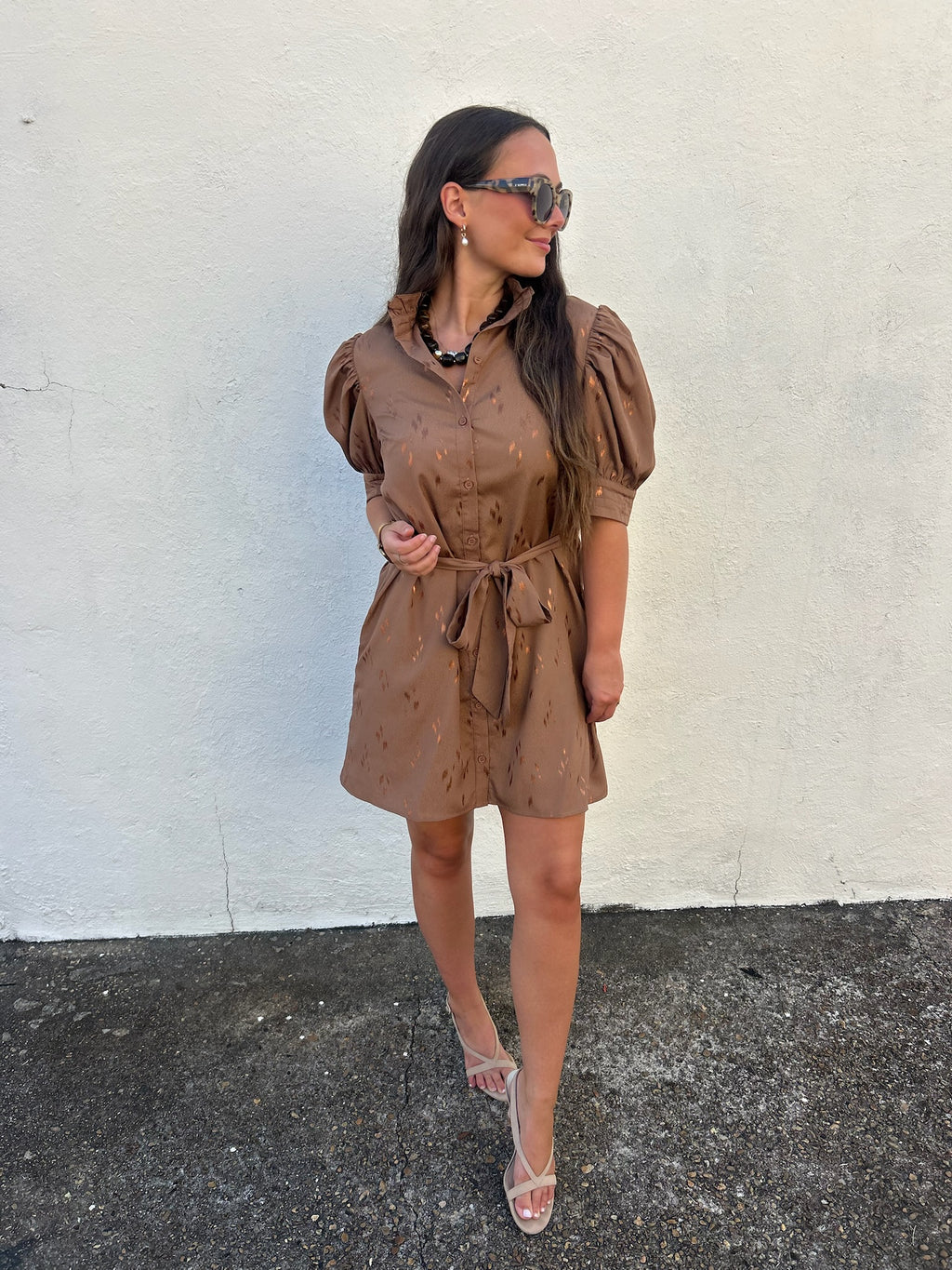 COPPER GLOW BELTED DRESS