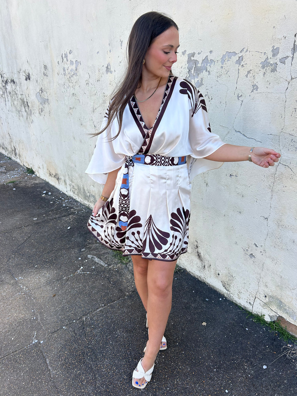 CIEBON | PRINTED MINI WRAP DRESS