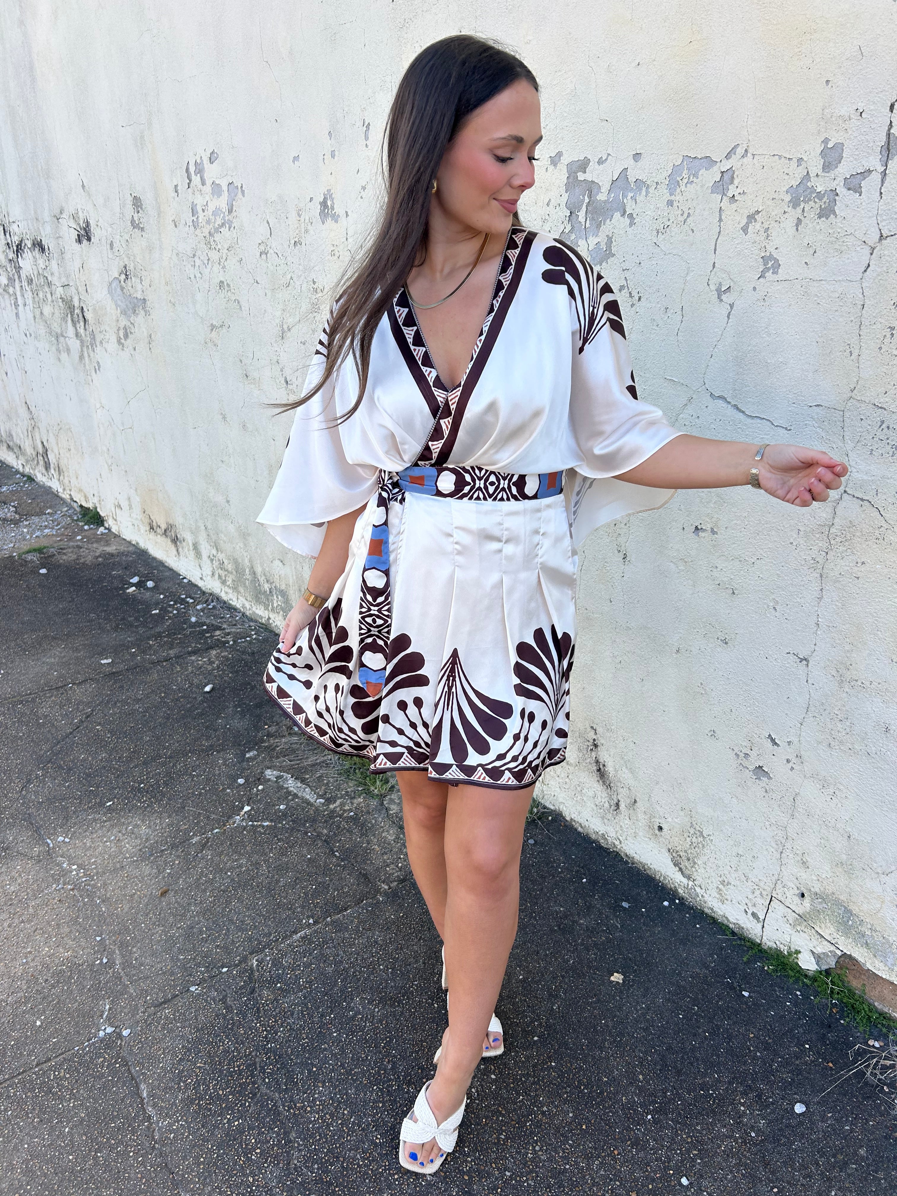 CIEBON | PRINTED MINI WRAP DRESS