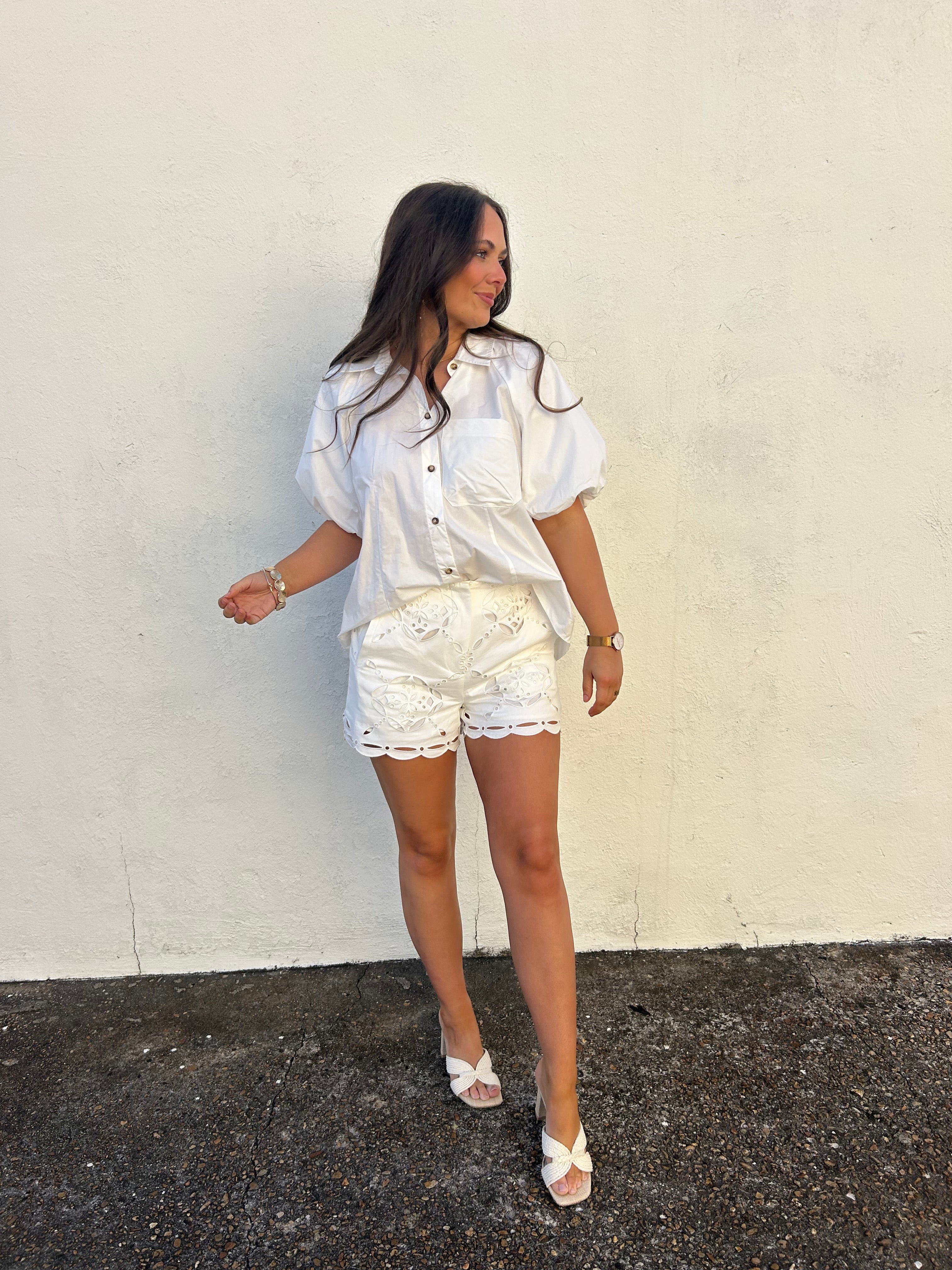 IVORY EYELET SHORTS