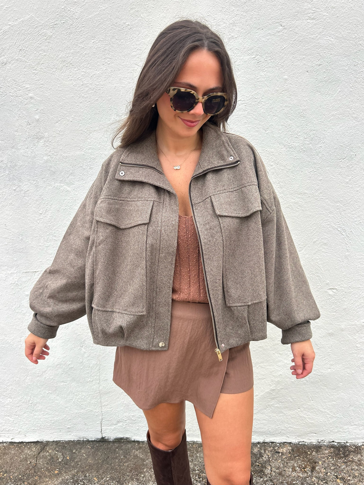 VINTAGE HAVANA | HARRINGTON HERRINGBONE JACKET