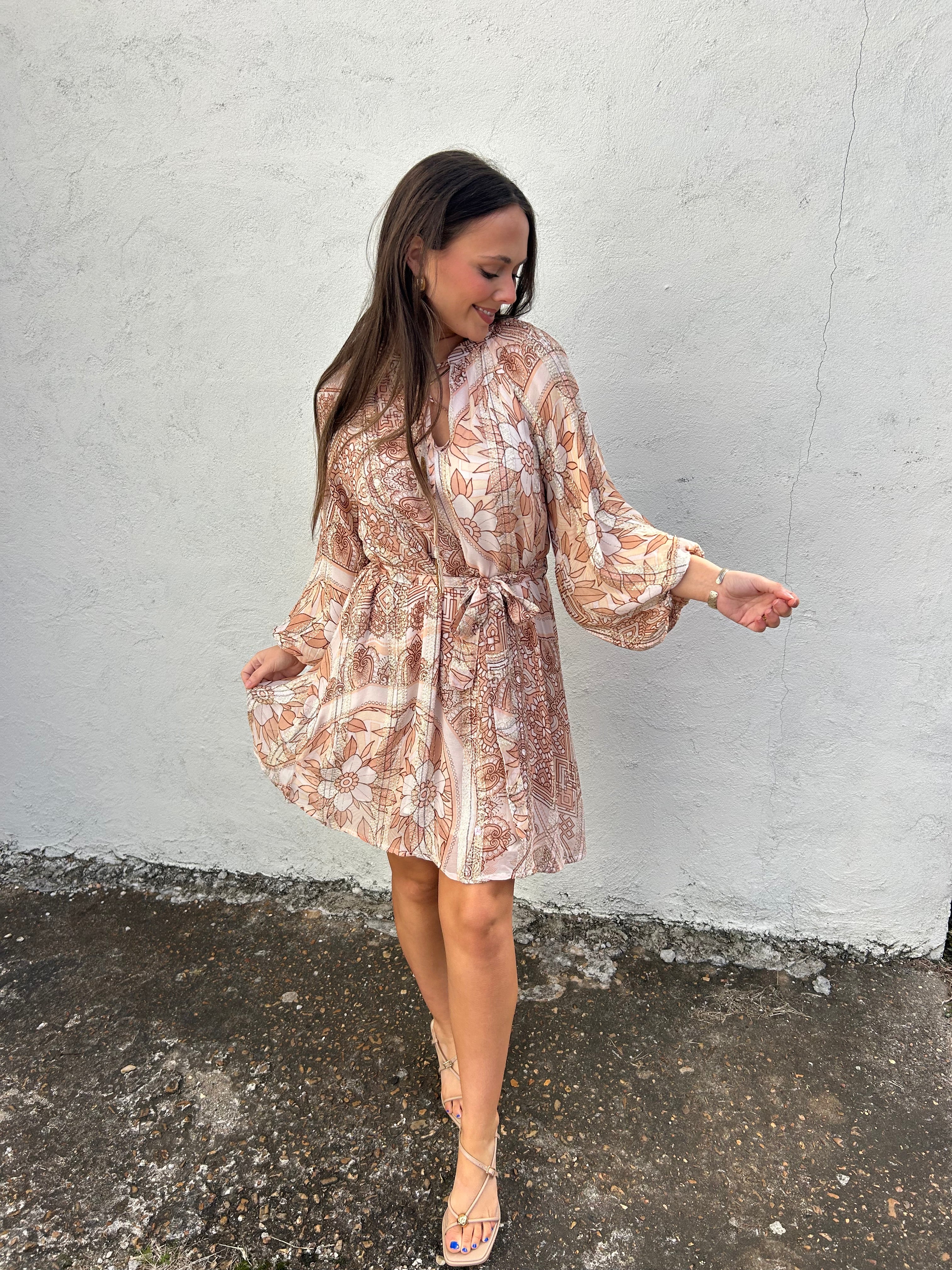 CIEBON | METALLIC PRINT MINI DRESS