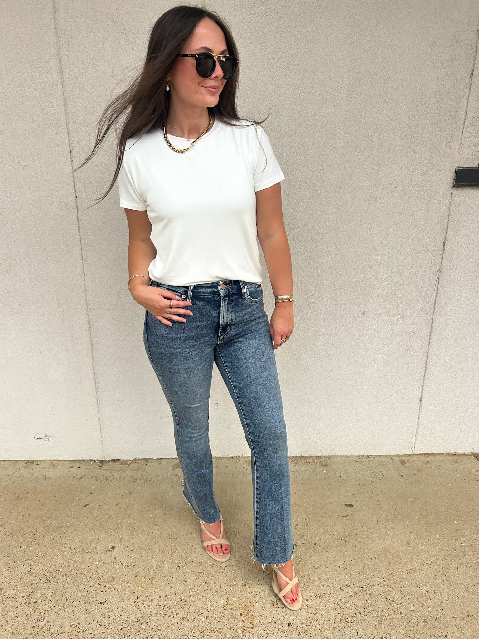 KARLIE | DOUBLE LAYER TEE IN IVORY