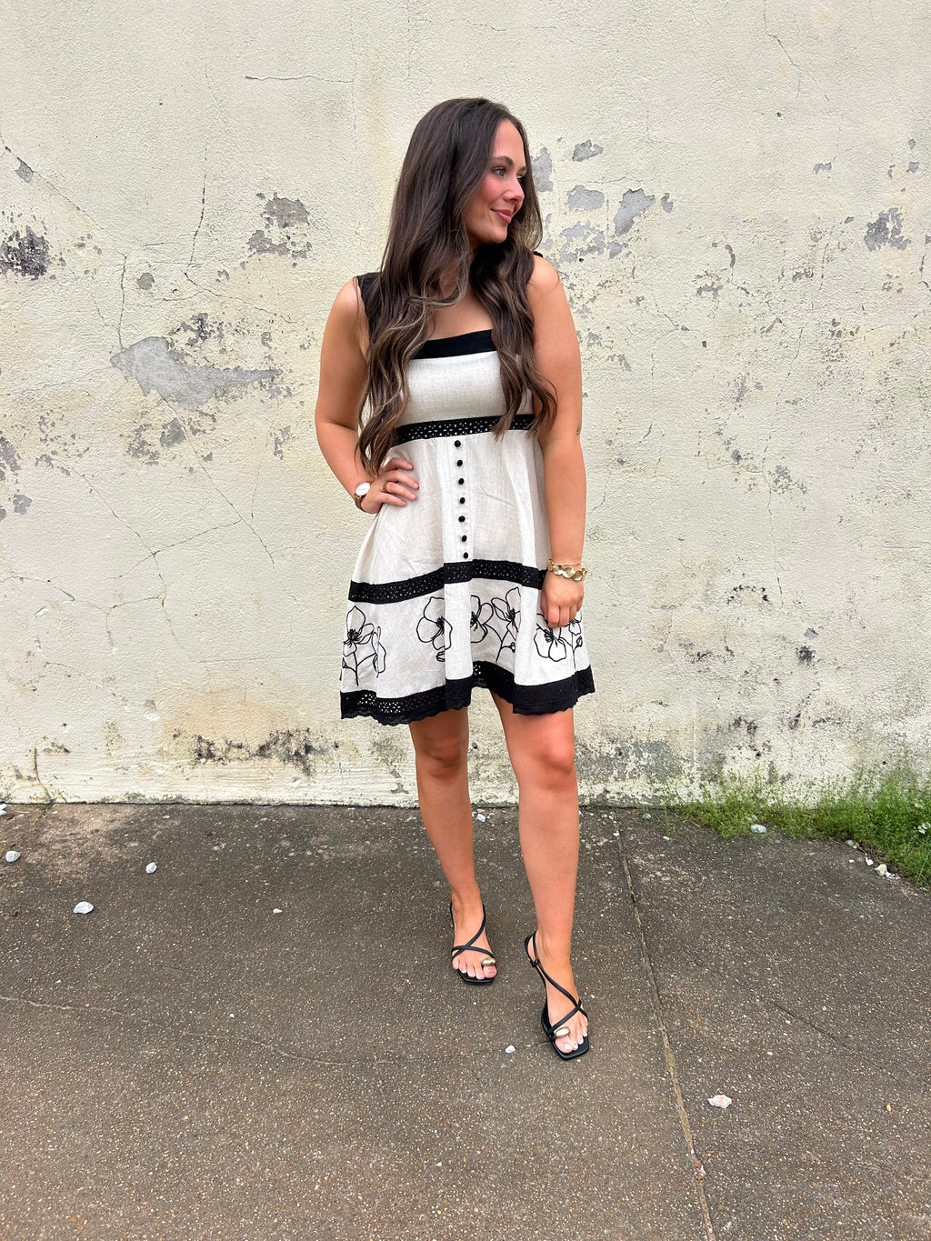 BLACK TIE BLOSSOM MINI DRESS